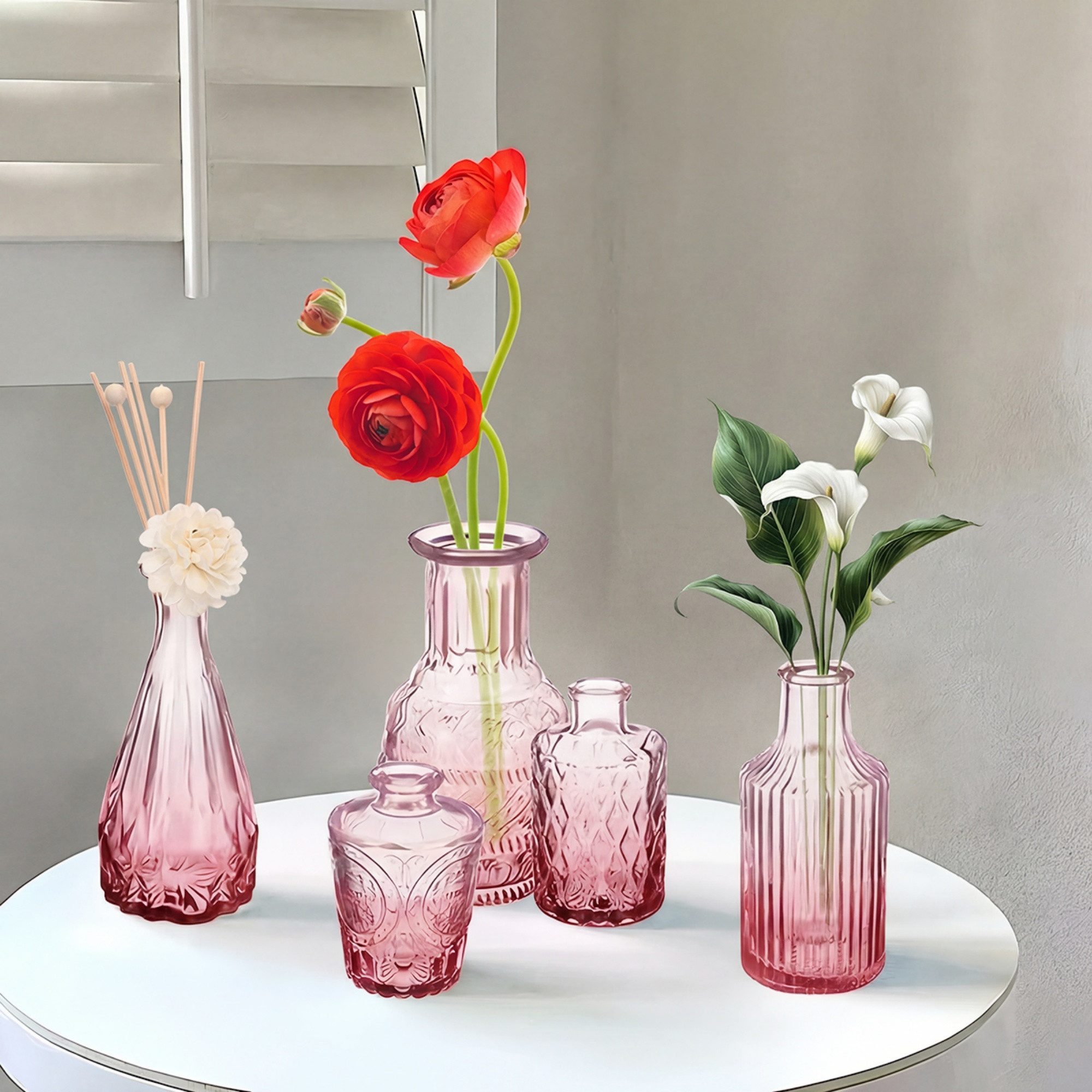 SEHAUSEU Dekovase Vase aus Glas Blumenvase (Set, 10 St) Verlaufsfarben klein, in 10 unterschiedlichen Formen – Bild 5 von 5