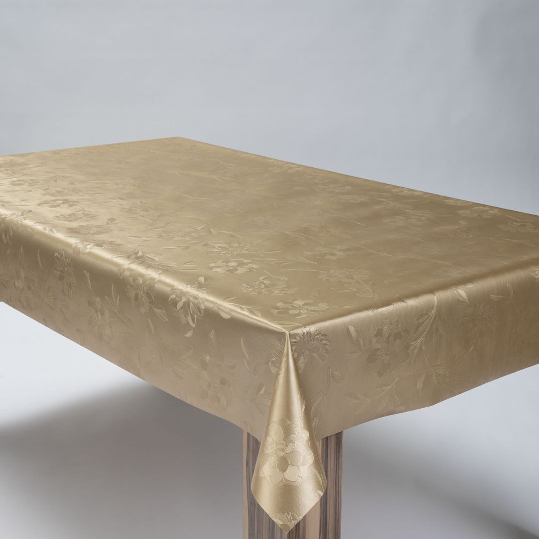 laro Tischdecke Wachstuchtischdecke Goldblüten Elegant PVC Eckig – Bild 3 von 5