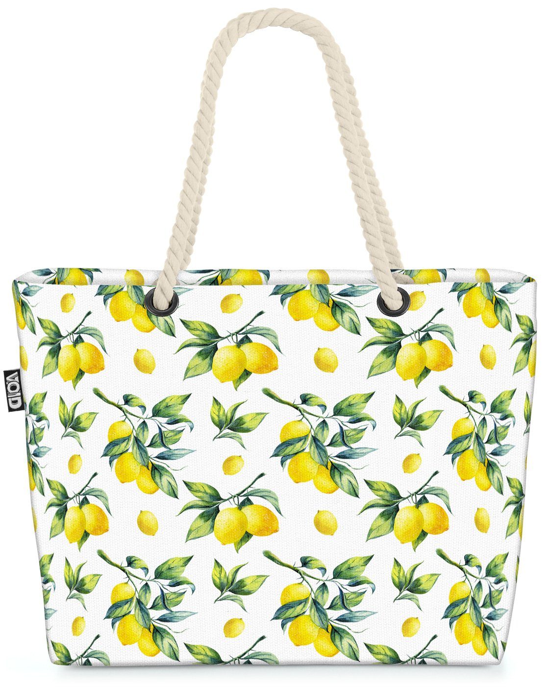 VOID Zitronen (1-tlg), Beach Pflanze Bag Strandtasche Muster Zitrone Zitrus Sommer Küche Kochen Obst Essen
