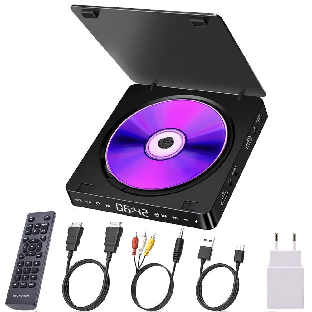 Mini DVD Player Tragbar, mit 1080P HDMI-Anschluss/AV-Ausgang Portabler DVD-Player