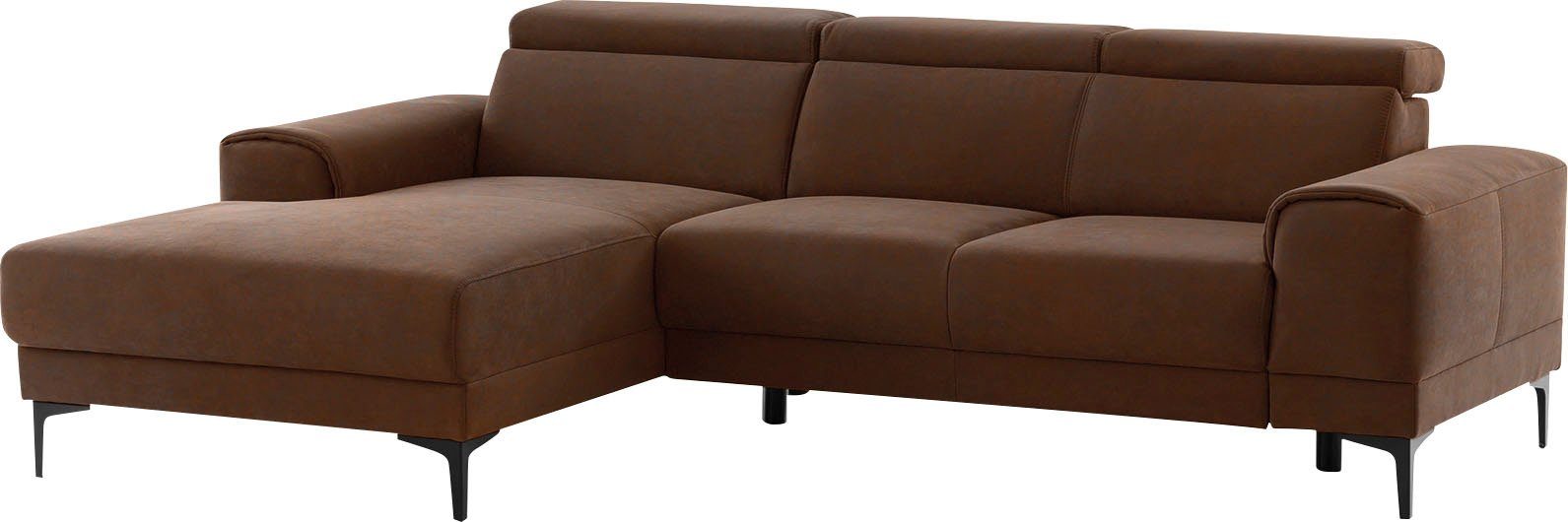 Kopfstützen, Sitztiefenverstellung, stellbar 3 Raum Ecksofa sofa wahlweise im frei - fashion Ophelia, exxpo