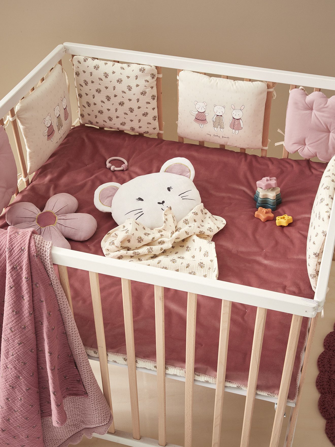 vertbaudet Bettumrandung Baby Bettumrandung/Laufgitterpolster LANDHAUS günstig online kaufen