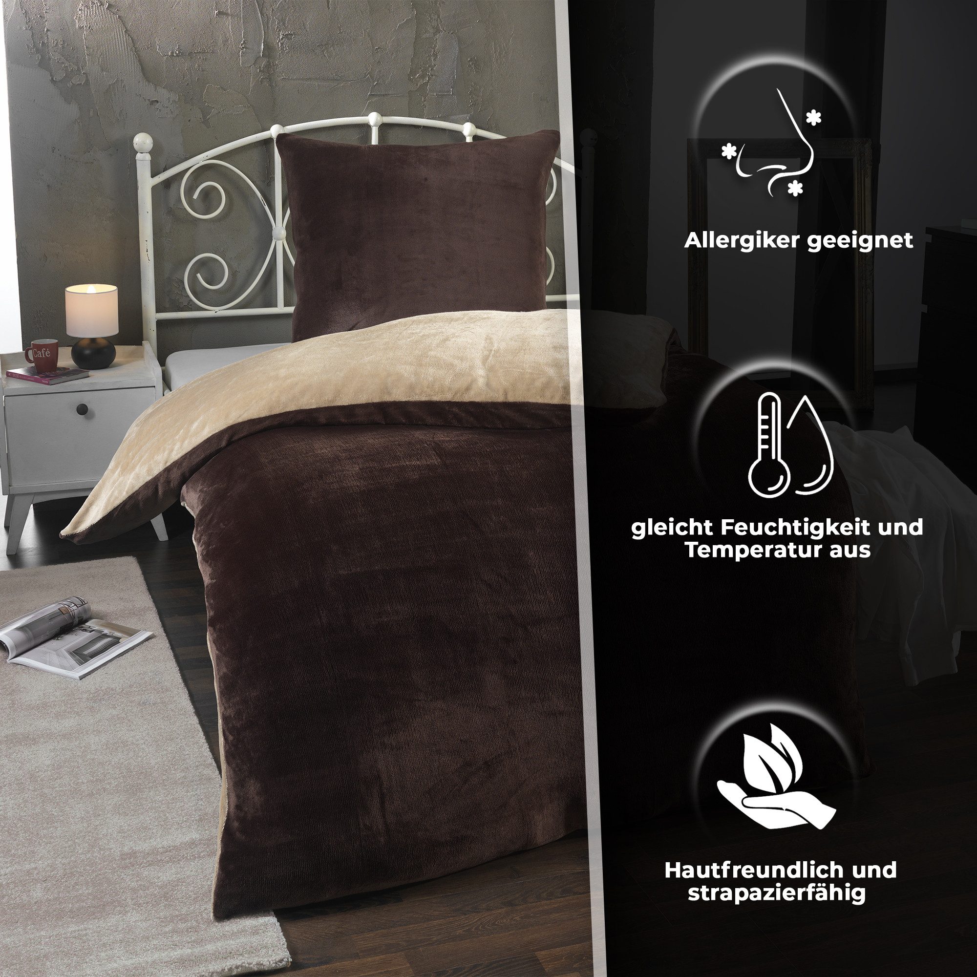 Dreamhome Wendebettwäsche 135x200 + 80x80 cm Cashmere Touch Bettwäsche, atm günstig online kaufen