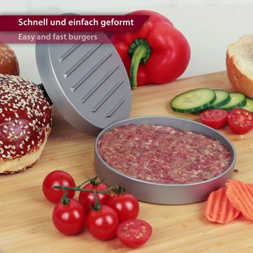 natumo Burgerpresse Antihaft - für Fleisch-Pattys & Gemüsepatties -, Alu-Guss