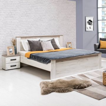 Homestyle4u Holzbett Doppelbett Bettgestell 160x200 cm Lattenrost Weiß