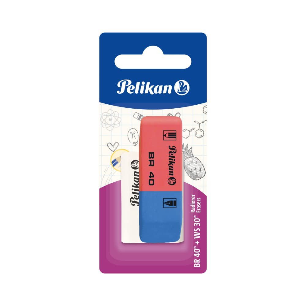 Pelikan Radiergummi Pelikan Radierer BR4 für präzises Radieren, Ergonomische Form, schmierfrei, geeignet für Bleistifte