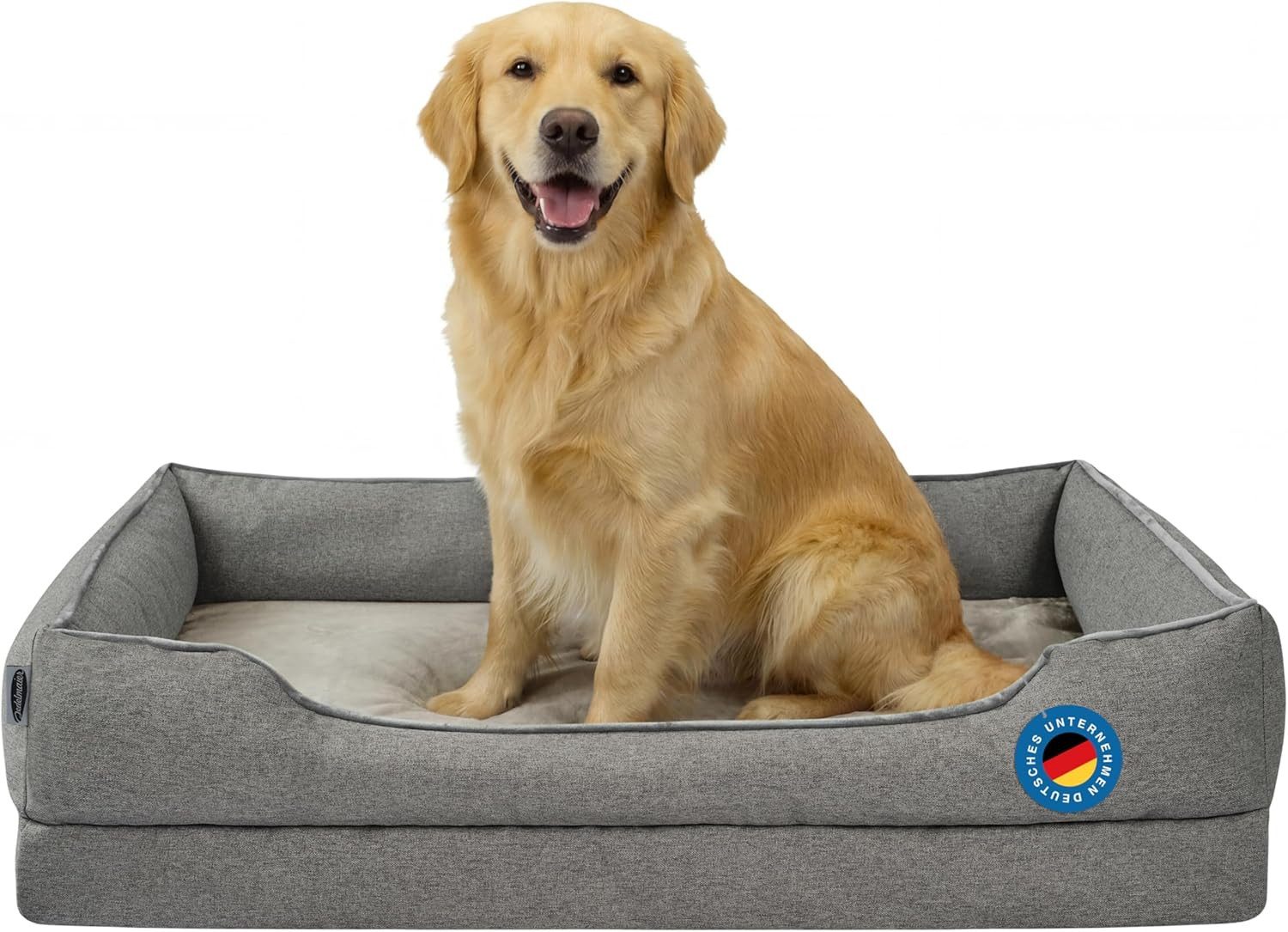 Zedelmaier Hundebett Orthopädisches Hundebett für mittelgroße & große Hunde, kratzfester Hundekorb mit dickem Kissen, ergonomisches Hundesofa von Zedelmaier