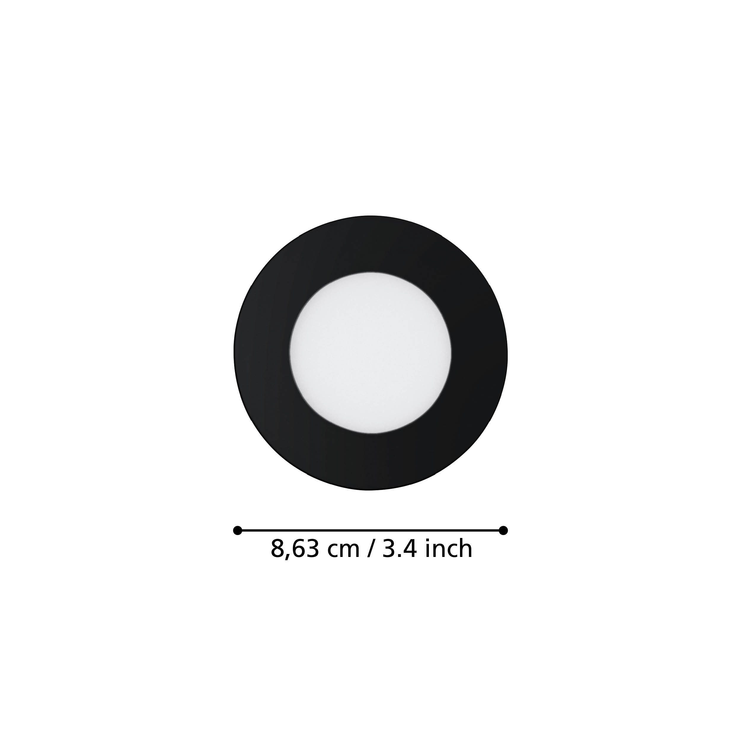 EGLO LED Einbauleuchte Fueva-z, Leuchtmittel inklusive, Einbauleuchte - H2,6 x Ø8,5 cm - schwarz - 3X2,8W inkl.