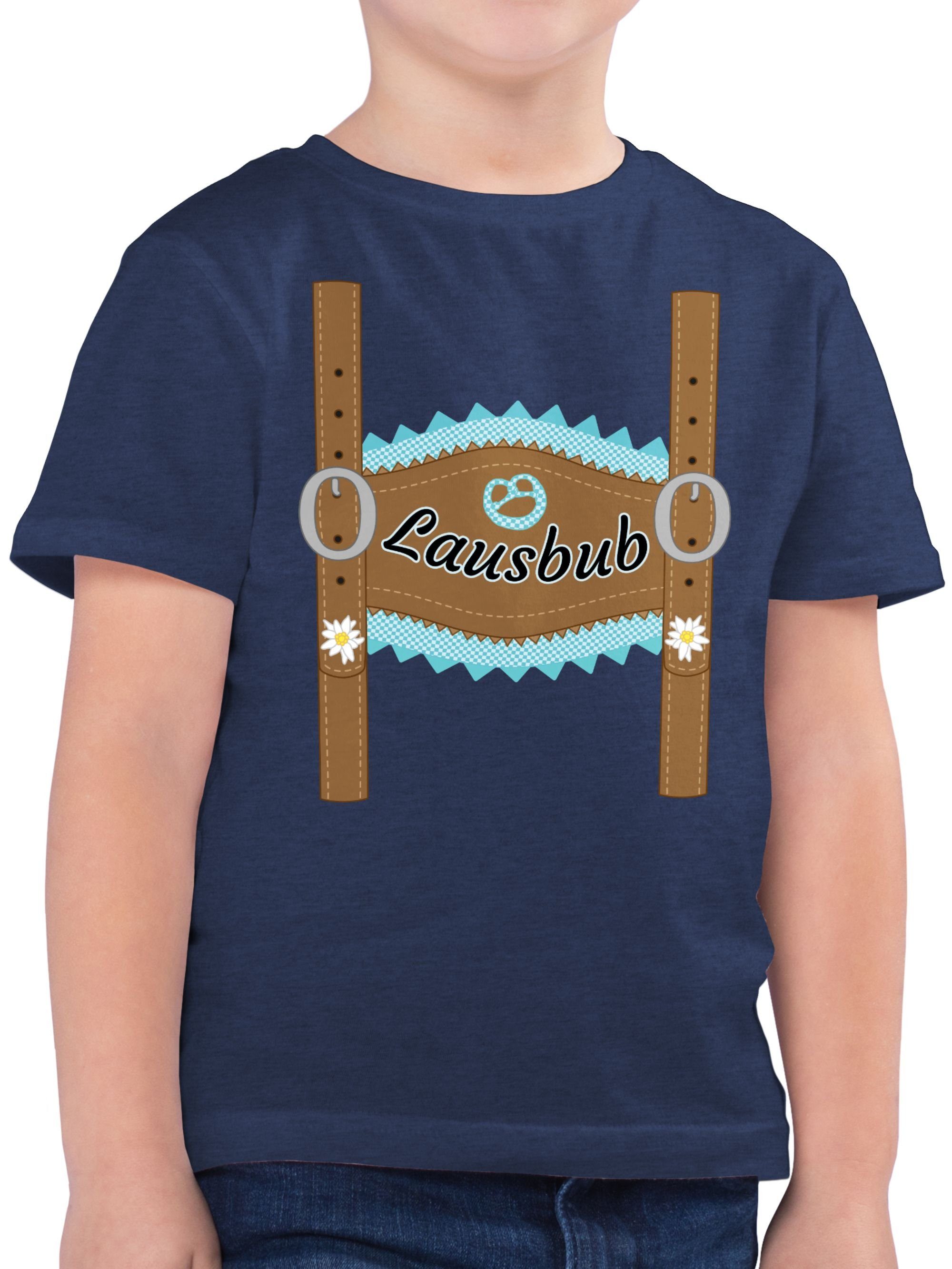 Shirtracer T-Shirt Lausbub Lederhose Mode für Oktoberfest Kinder Outfit 02 Dunkelblau Meliert