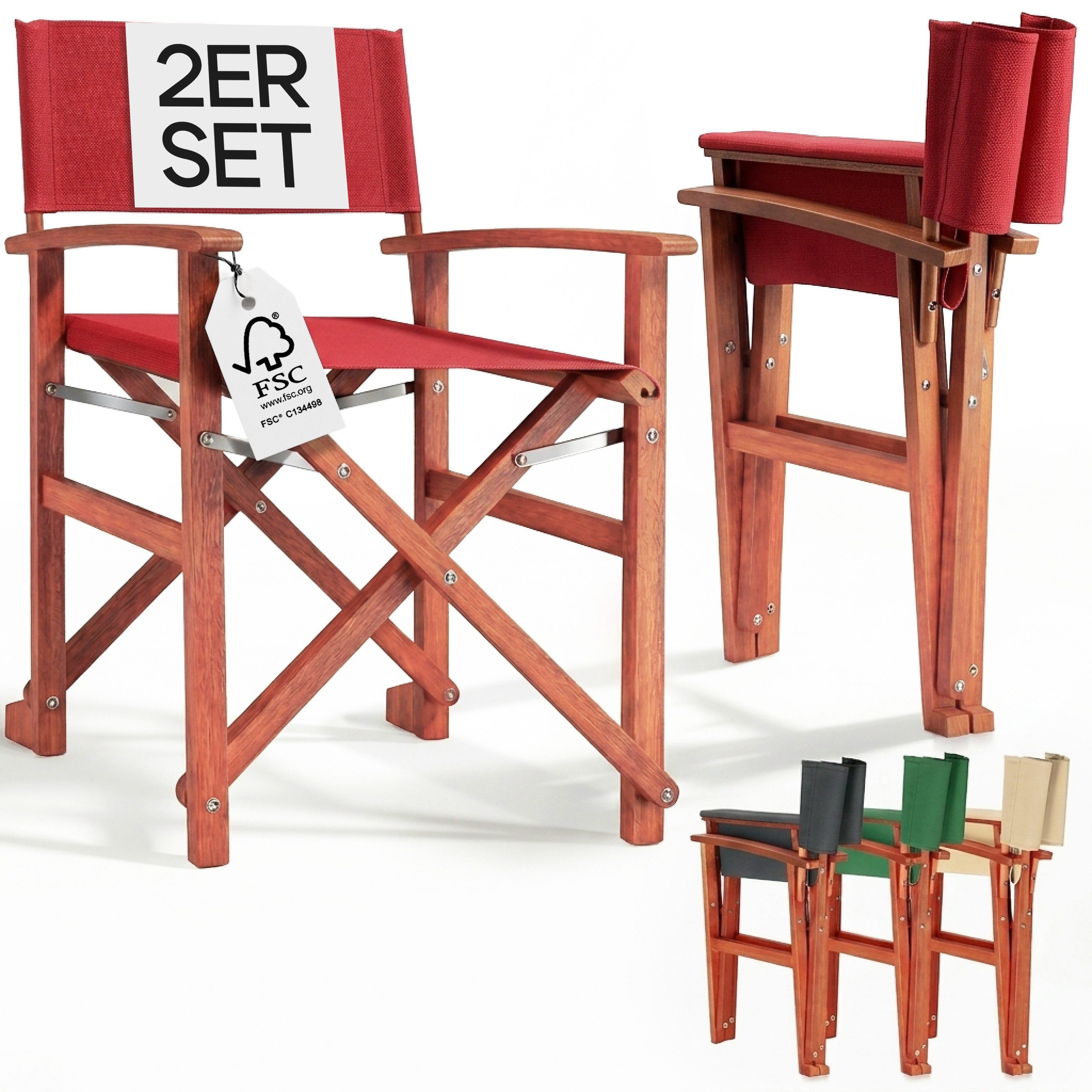 Casaria Regiestuhl, Klappbarer FSC®-zertifizierter Holz Gartenstuhl bis 160 kg Wetterfest