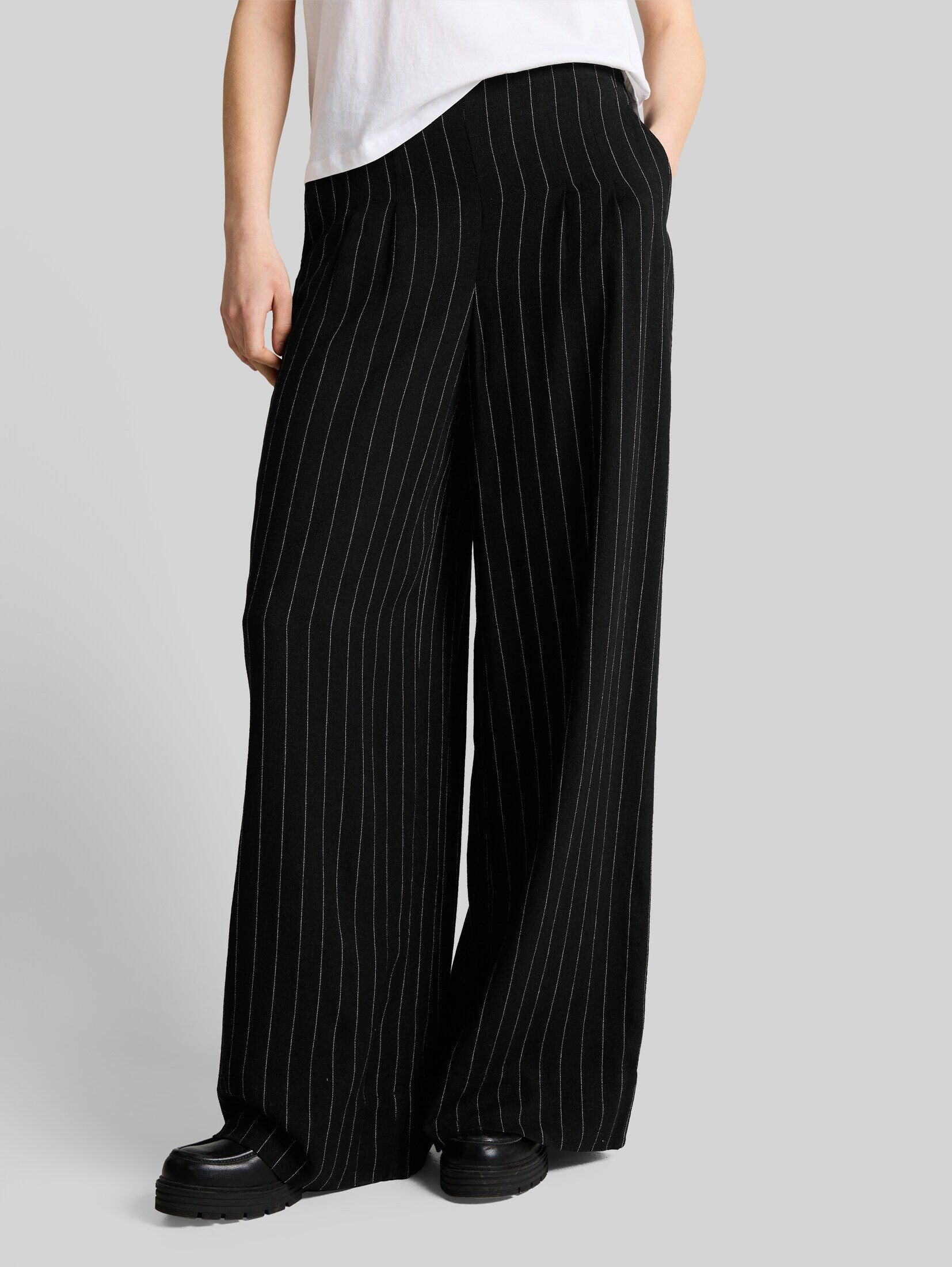 TOM TAILOR Denim Stoffhose Hosen & Chino Wide Leg Hose mit Leinenanteil