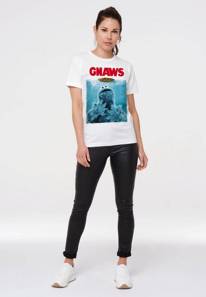 LOGOSHIRT T-Shirt Sesamstraße Krümelmonster – GNAWS mit coolem Print