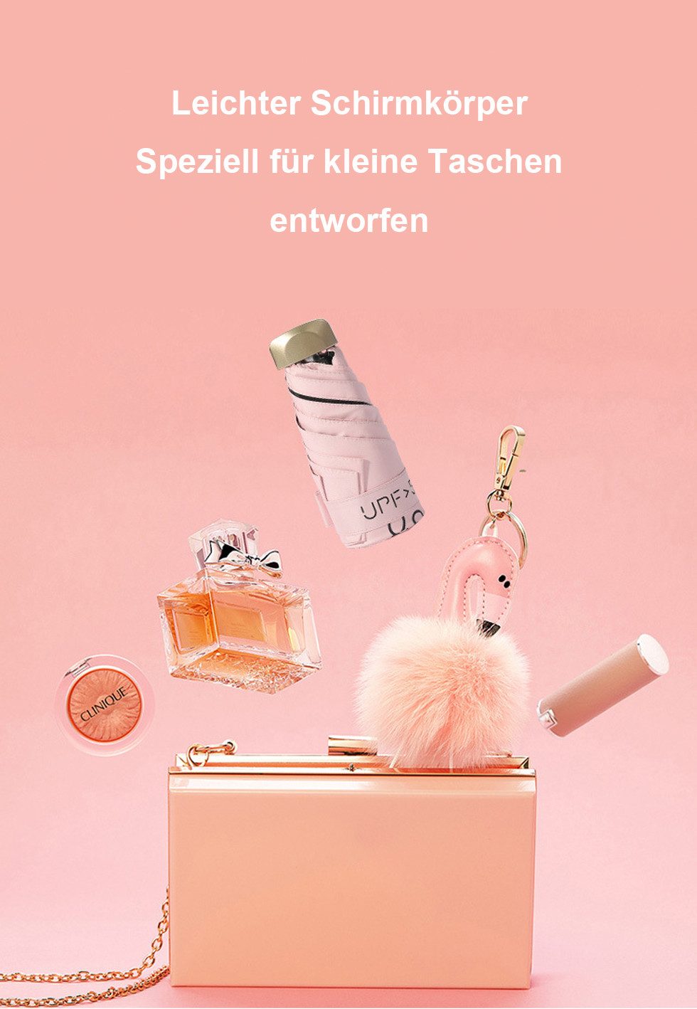 Coonoor Taschenregenschirm Mini ultra-leichter Falt-Regenschirm, tragbarer UV-Schutz-Sonnenschirm
