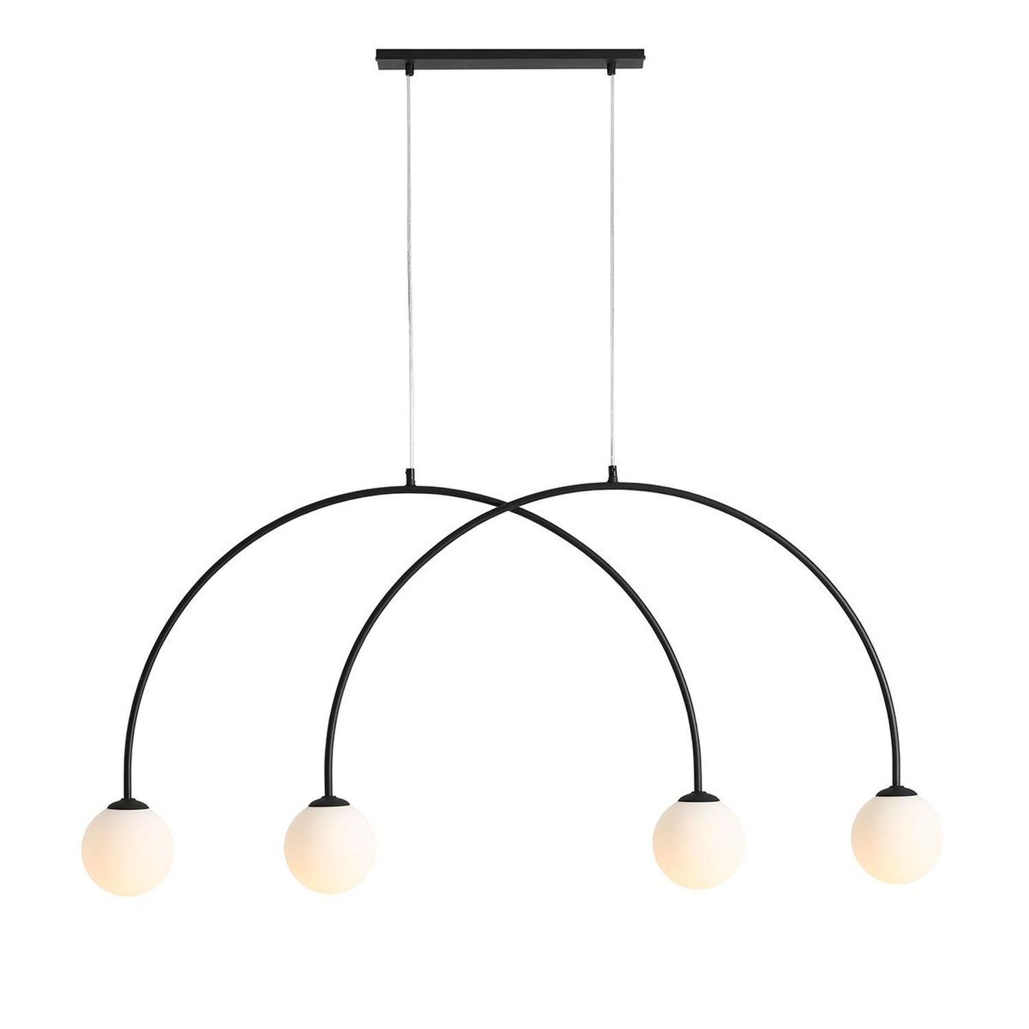 Licht-Erlebnisse Pendelleuchte JARO, ohne Leuchtmittel, Metall Glas E14 H: max. 250 cm Schwarz Weiß 4-flammig Kugel Schirm