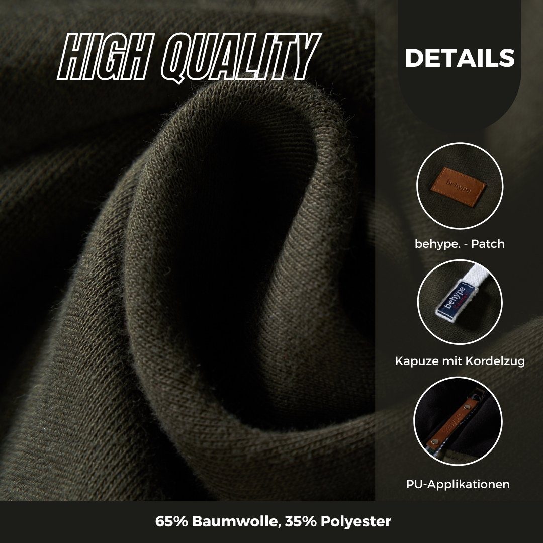 behype Kapuzensweatjacke BHDISUK Herren Kapuzenpullover Hoodie Pullover Sweatshirt im Color-Block Stil