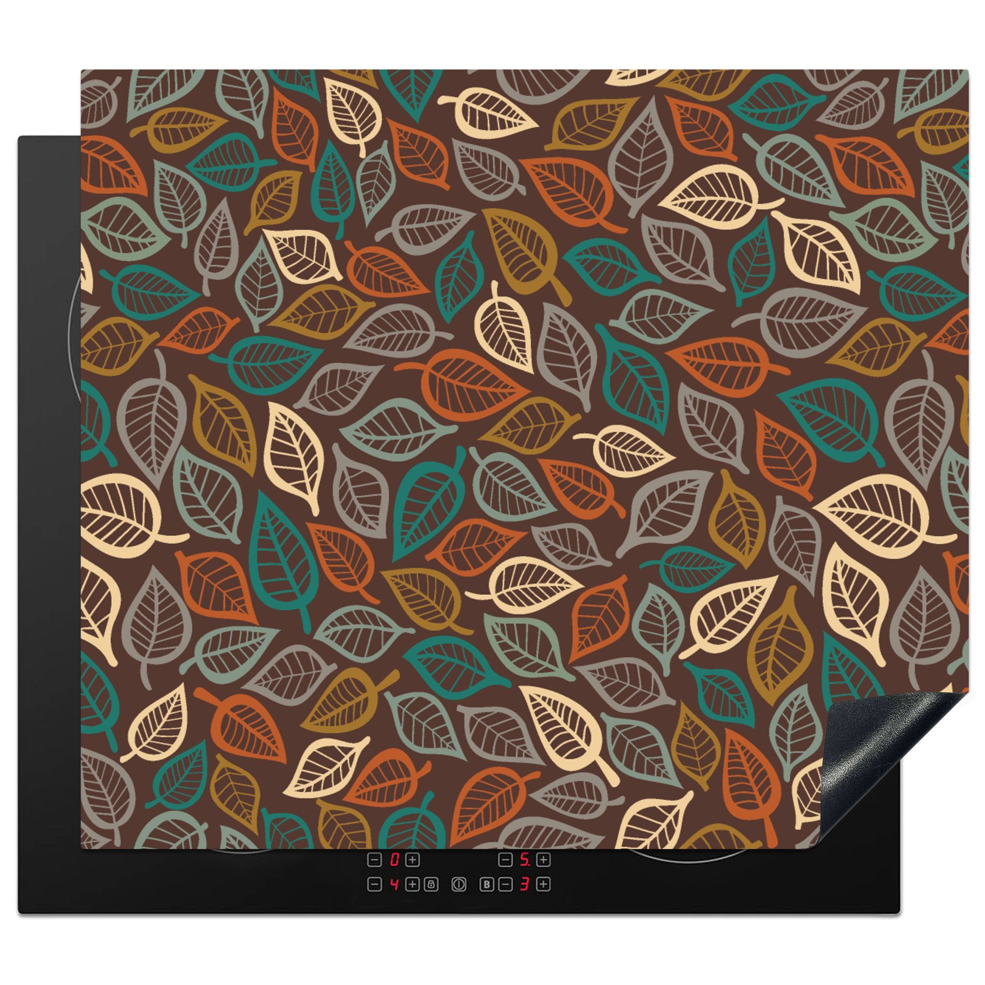 MuchoWow Herdblende-/Abdeckplatte Blätter - Natur - Herbst - böhmisch, Vinyl, (1 tlg), 59x52 cm, Ceranfeldabdeckung für die küche, Induktionsmatte
