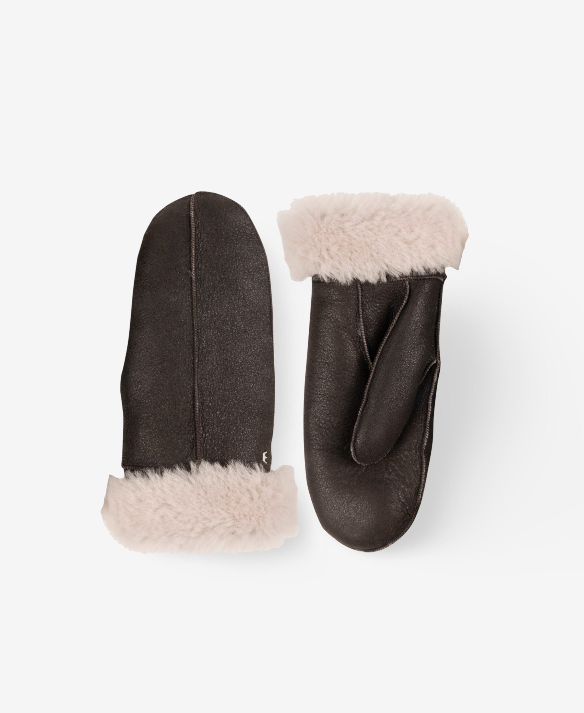 GLAMIRA Lederhandschuhe Brigitte Brown Leather Gloves with Shearling Cuffs - M (2-St) mit Shearling-Bündchen