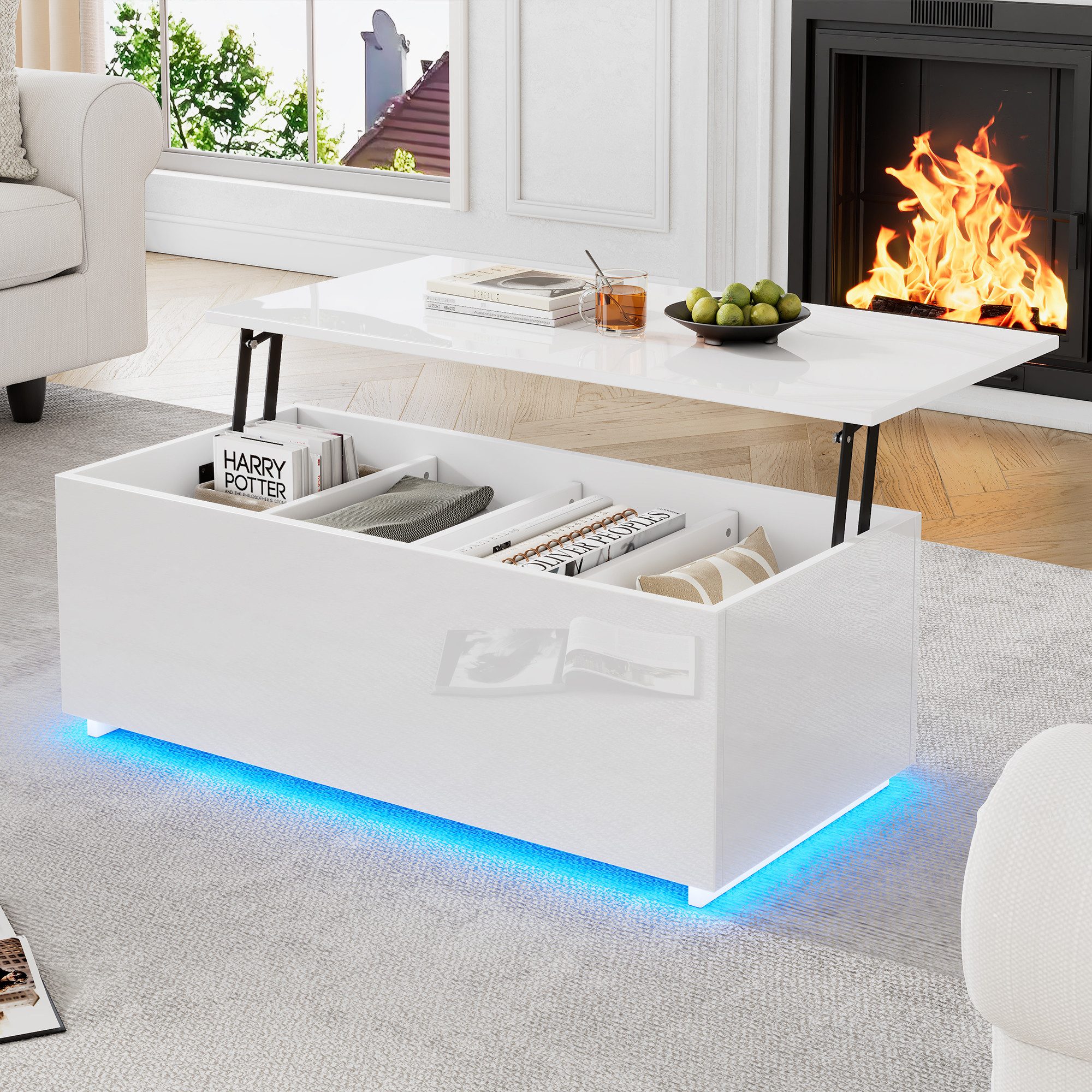 STILVORA Couchtisch Hebbarer Wohnezimmertisch mit LED,Beistelltisch günstig online kaufen