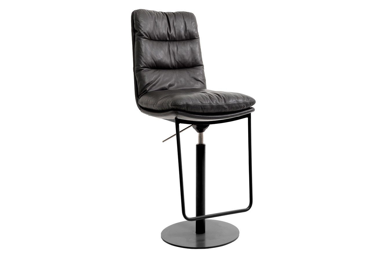 KFF Barhocker Barstuhl Arva Leder schwarz drehbar