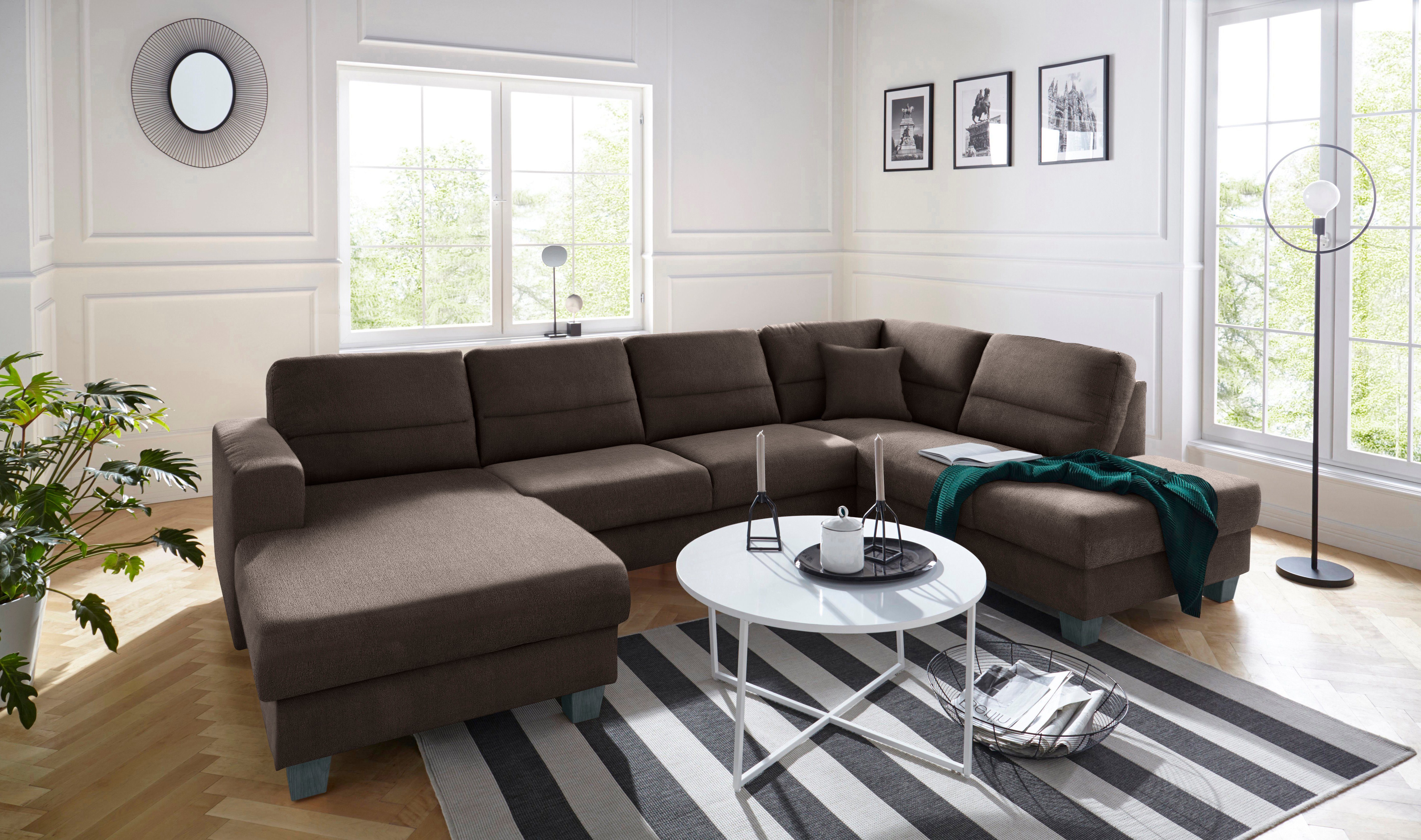 TRENDMANUFAKTUR Wohnlandschaft Chamber, zeitlos und modern, bequem, hoher Sitzkomfort, U-Form, wahlweise mit Schlaffunktion