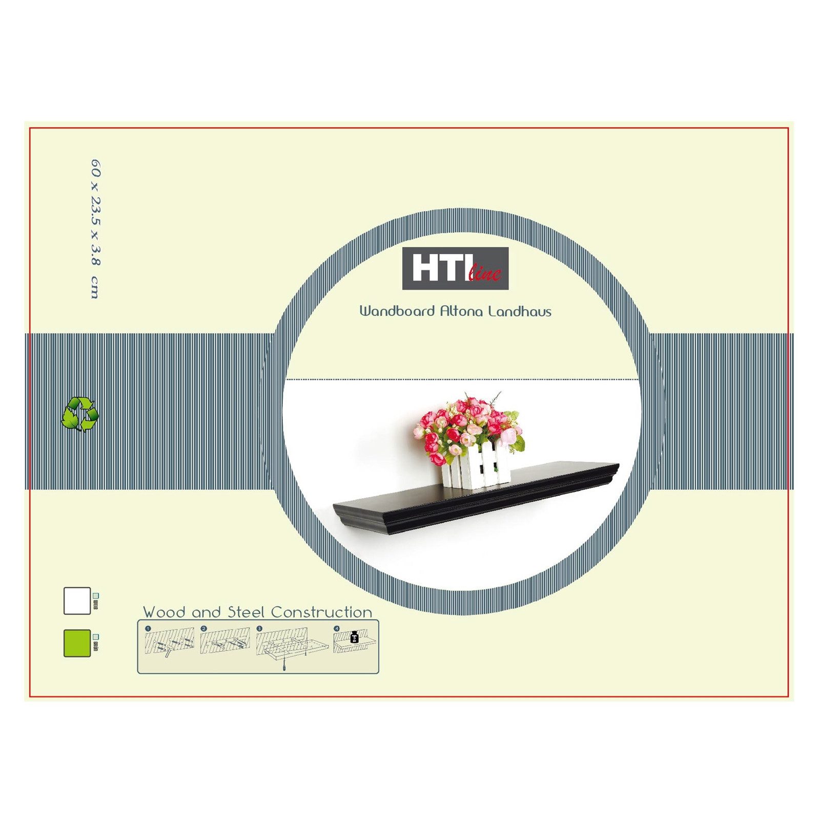 HTI-Line Wandboard Wandboard Altona Landhaus 60, Stück 1-tlg., Wandregal