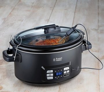 RUSSELL HOBBS Multikocher Cooker, Sous Vide, Bräter + Kerntemperatursensor in 1, 350,00 W, 6,05 l Schüssel, Multifunktionales Kochgerät, Vereint Sous Vide, Slow Cooker und Kochen