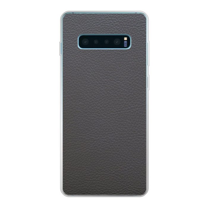 MuchoWow Handyhülle Leder - Strukturiert - Leder-Optik - Grau Phone Case Handyhülle Samsung Galaxy S10 Lite Silikon Schutzhülle