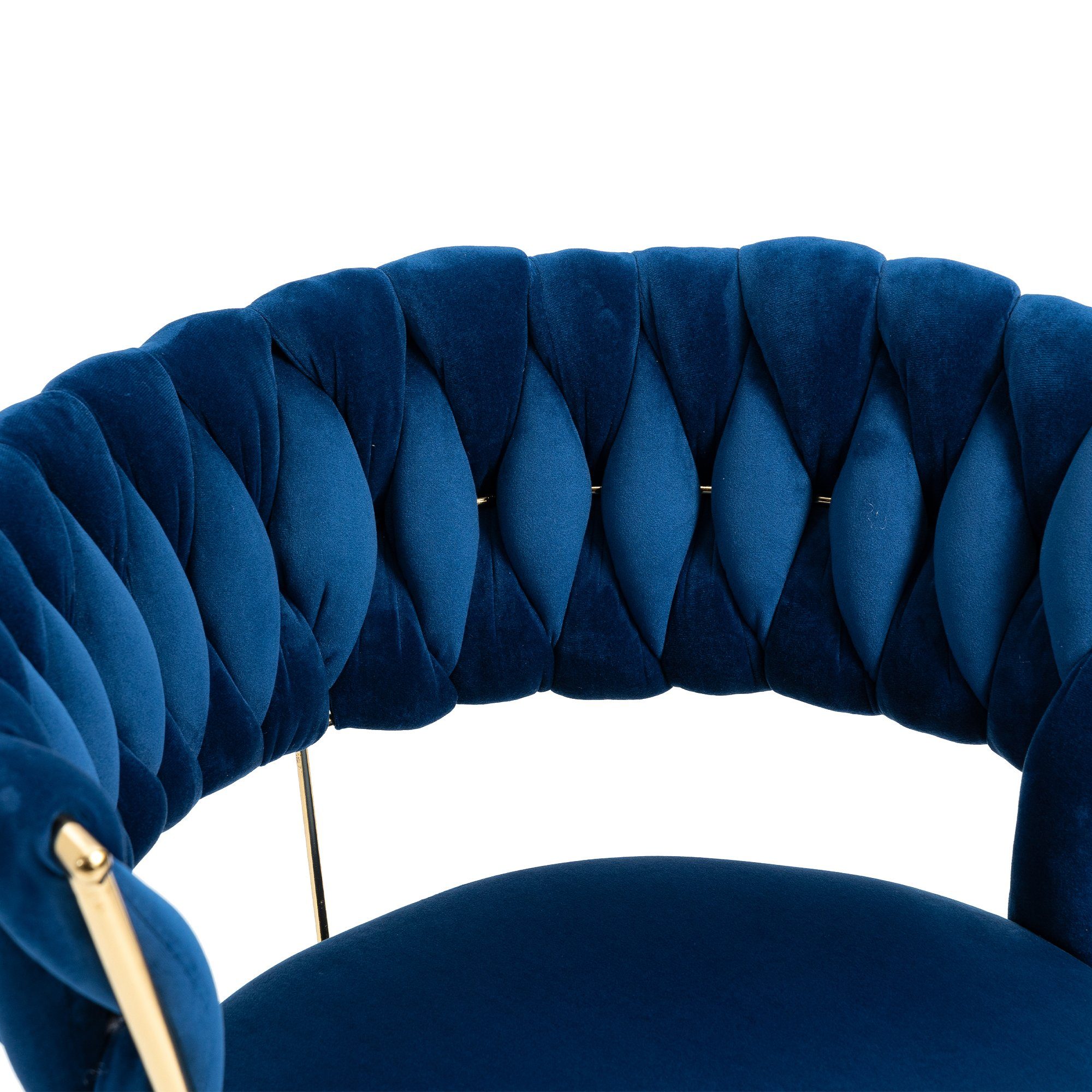 Odikalo Drehstuhl Bürostuhl Freizeit Make-up Samt goldene mehrfarbig drehbar Blau Beine 360°