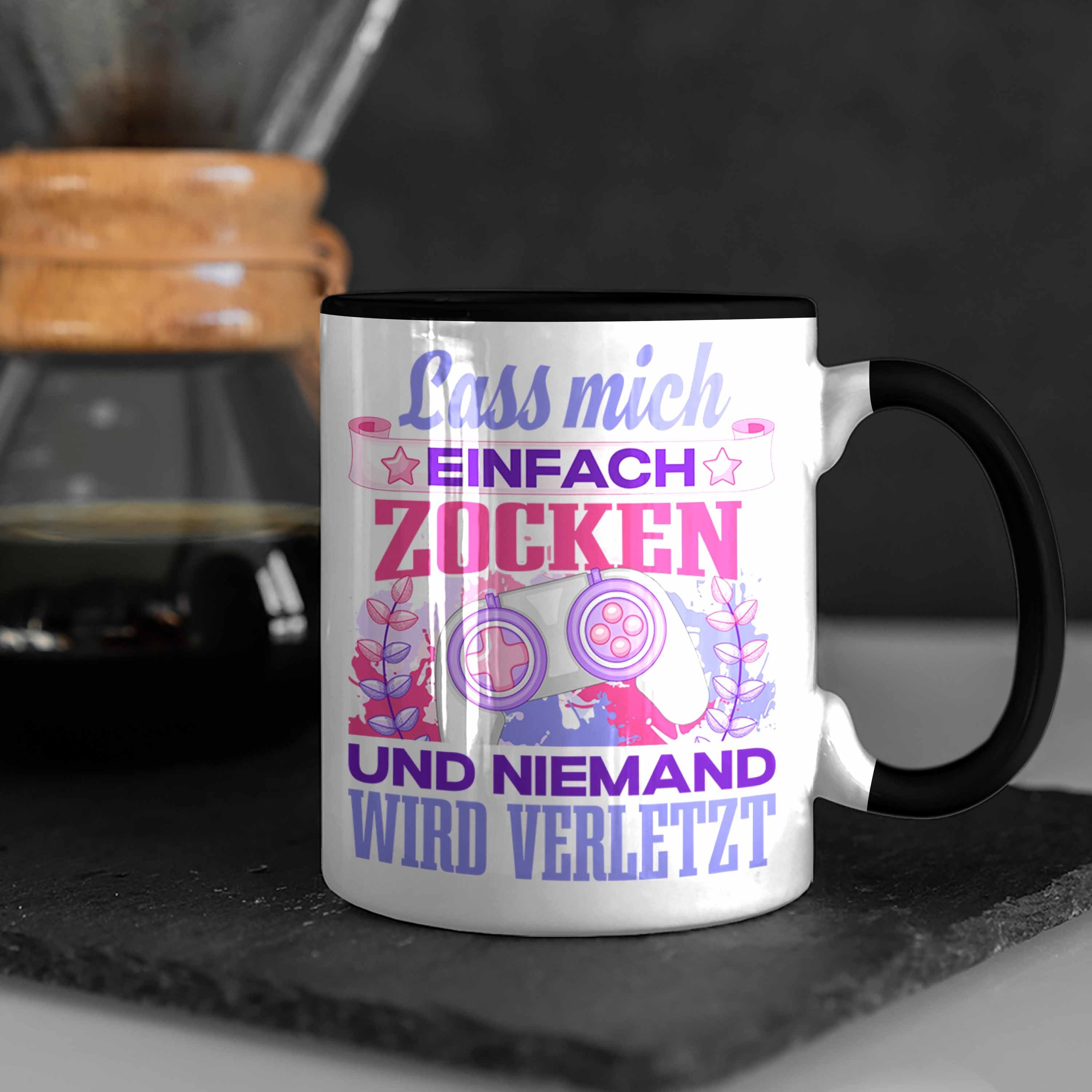 Mädchen Tasse Trendation - Girl Trendation Tasse Schwarz Gamer Spruch Geschenk Zockerin Mädchen