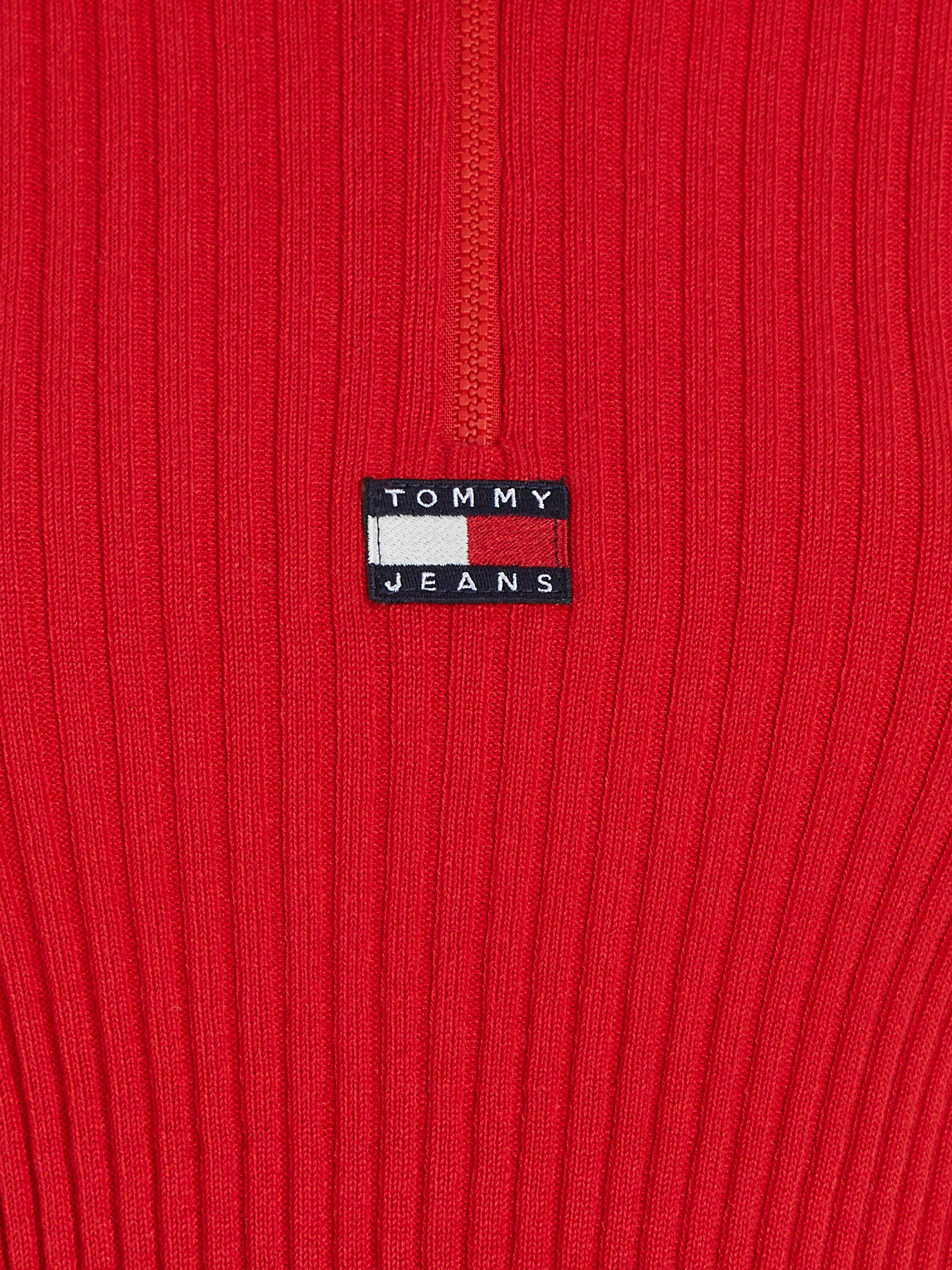 Jeans Strickpullover Tommy hellrot Markenlabel Tommy Jeans mit