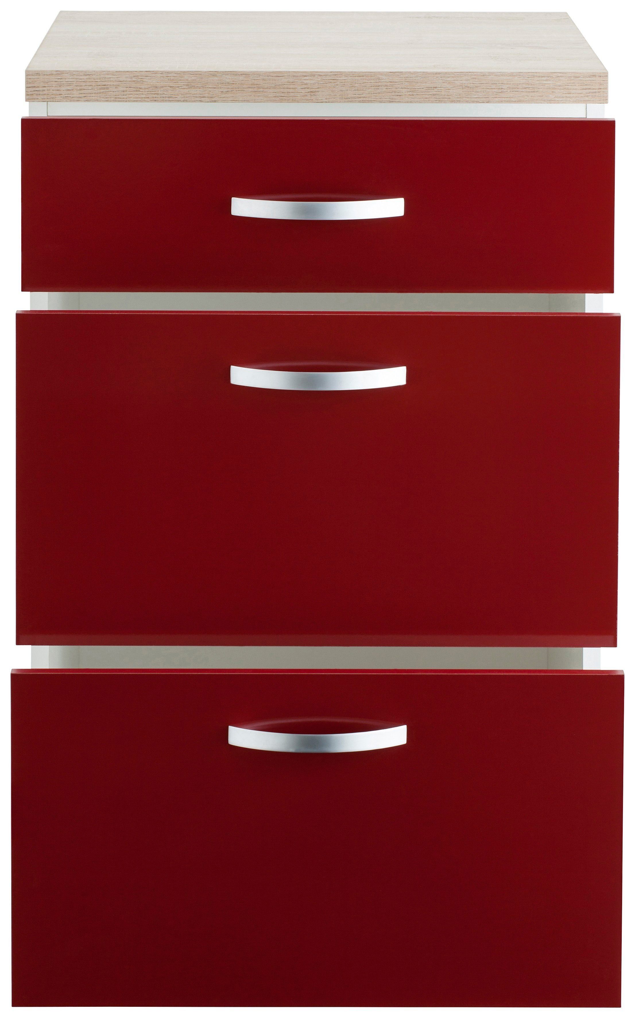 50 cm Glanz wiho Rot Unterschrank Flexi Küchen Breite
