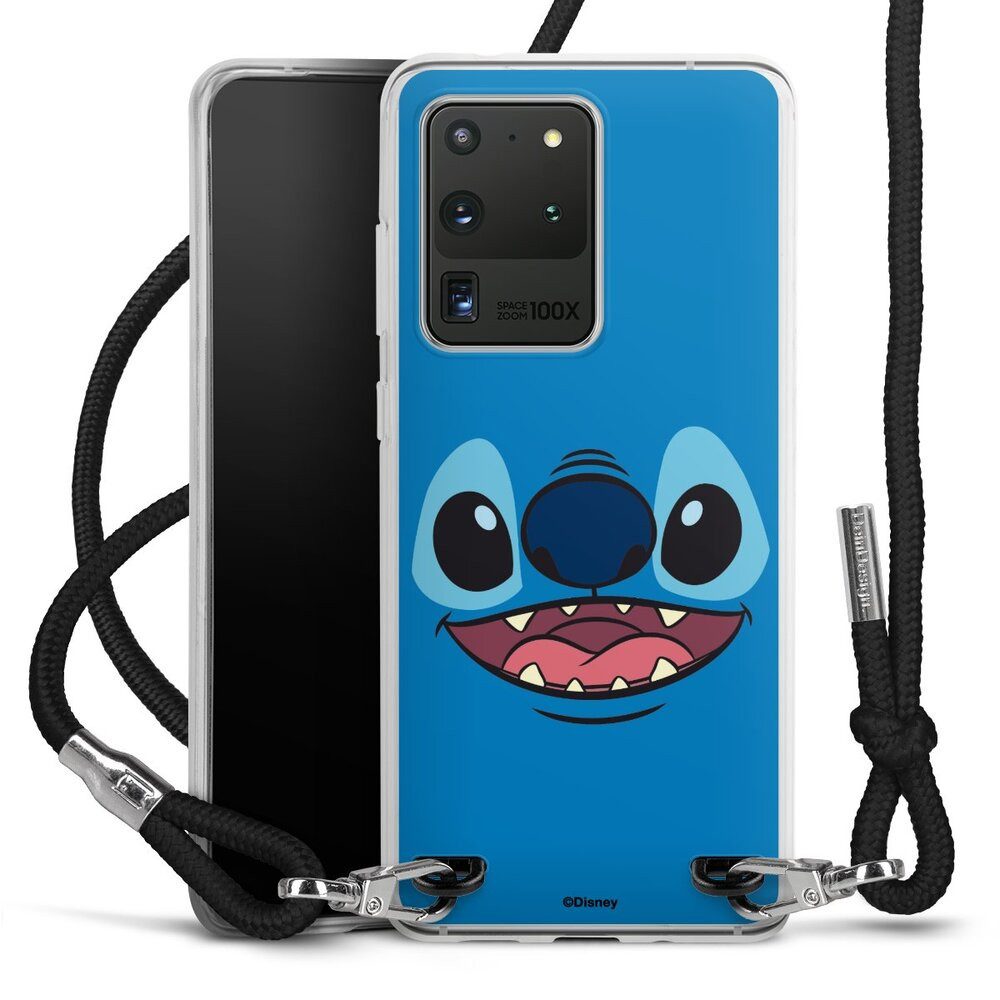 DeinDesign Handyhülle Lilo & Stitch Disney Offizielles Lizenzprodukt Stitch Closeup, Samsung Galaxy S20 Ultra Handykette Hülle mit Band Case zum Umhängen