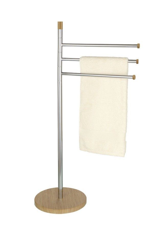 WENKO Handtuchständer, Schwerer Standfuß aus MDF in BambusOptik ideal