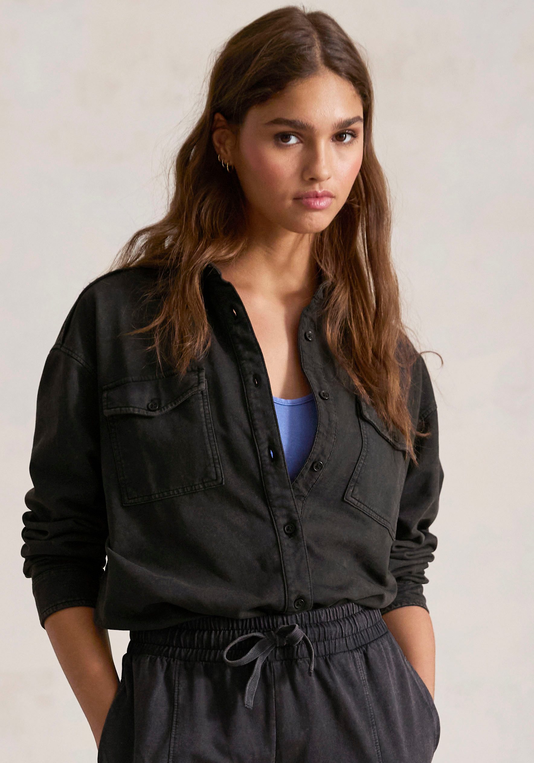 Buffalo Blusenshirt Loungeshirt im Used-Look, Loungewear