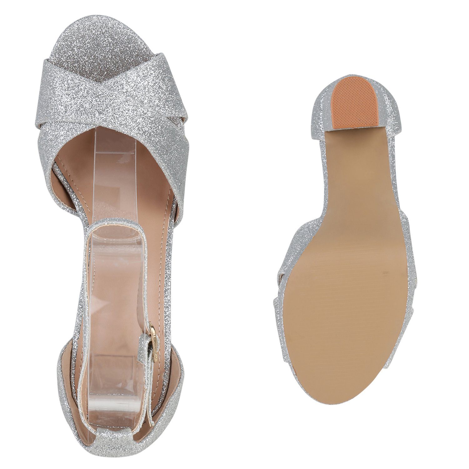 Schuhe Bequeme 840097 HILL VAN High-Heel-Sandalette Silber