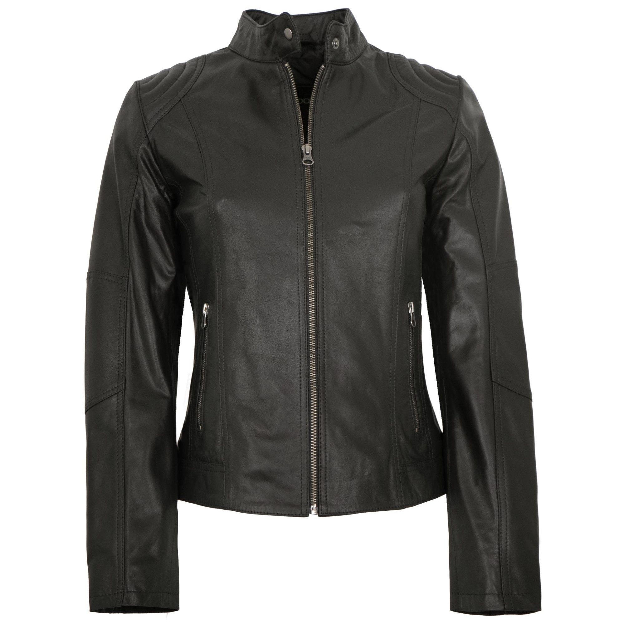 Maddox Lederjacke Jeck MADDOX - Damen Lederjacke Biker Lammleder schwarz matt