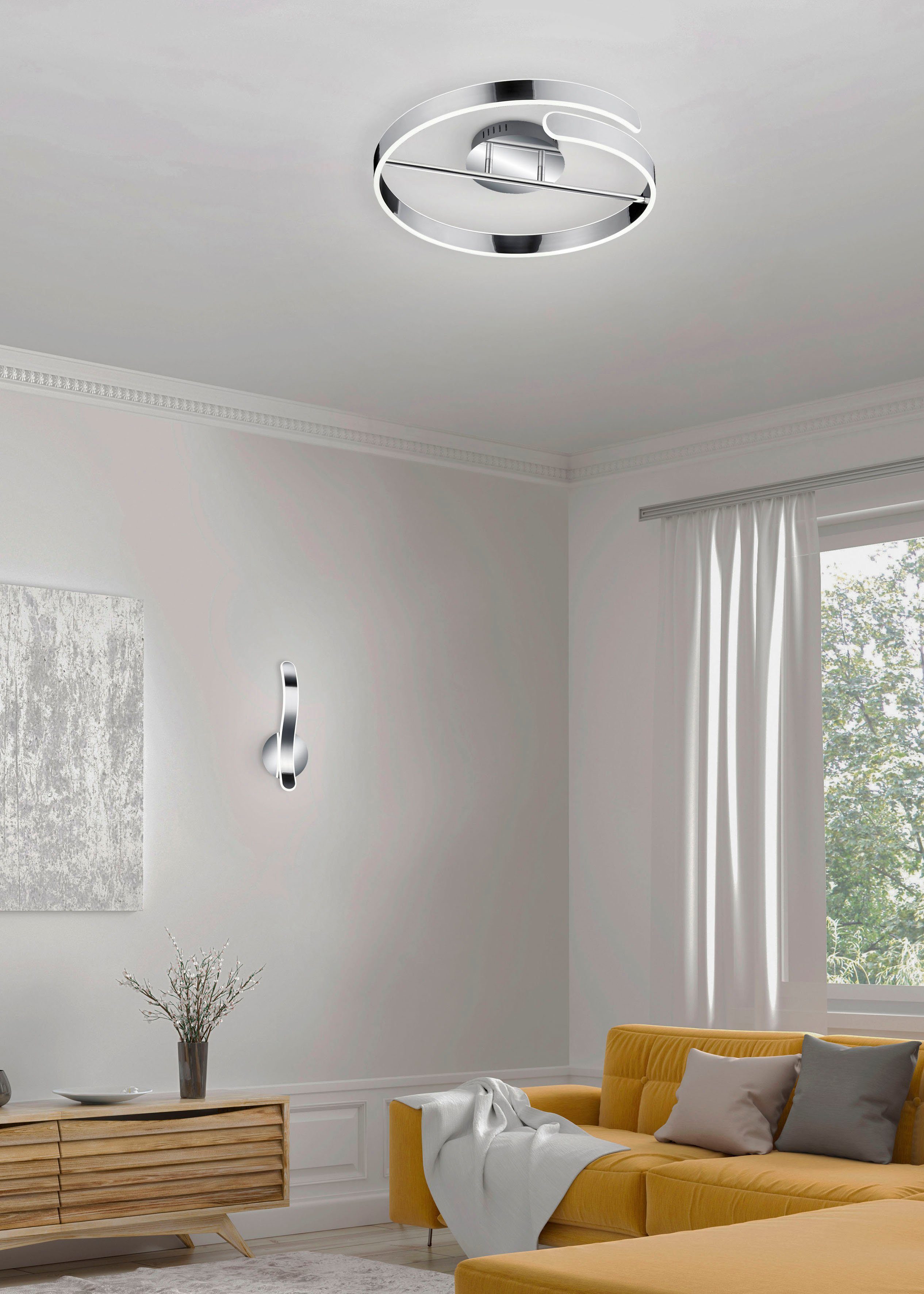 Reality Leuchten LED Wandleuchte Parma, Dimmfunktion, mehrere Helligkeitsstufen, LED fest integriert, Neutralweiß, Wandlampe mit indirekter Beleuchtung, neutralweiß 4000K, 11W dimmbar