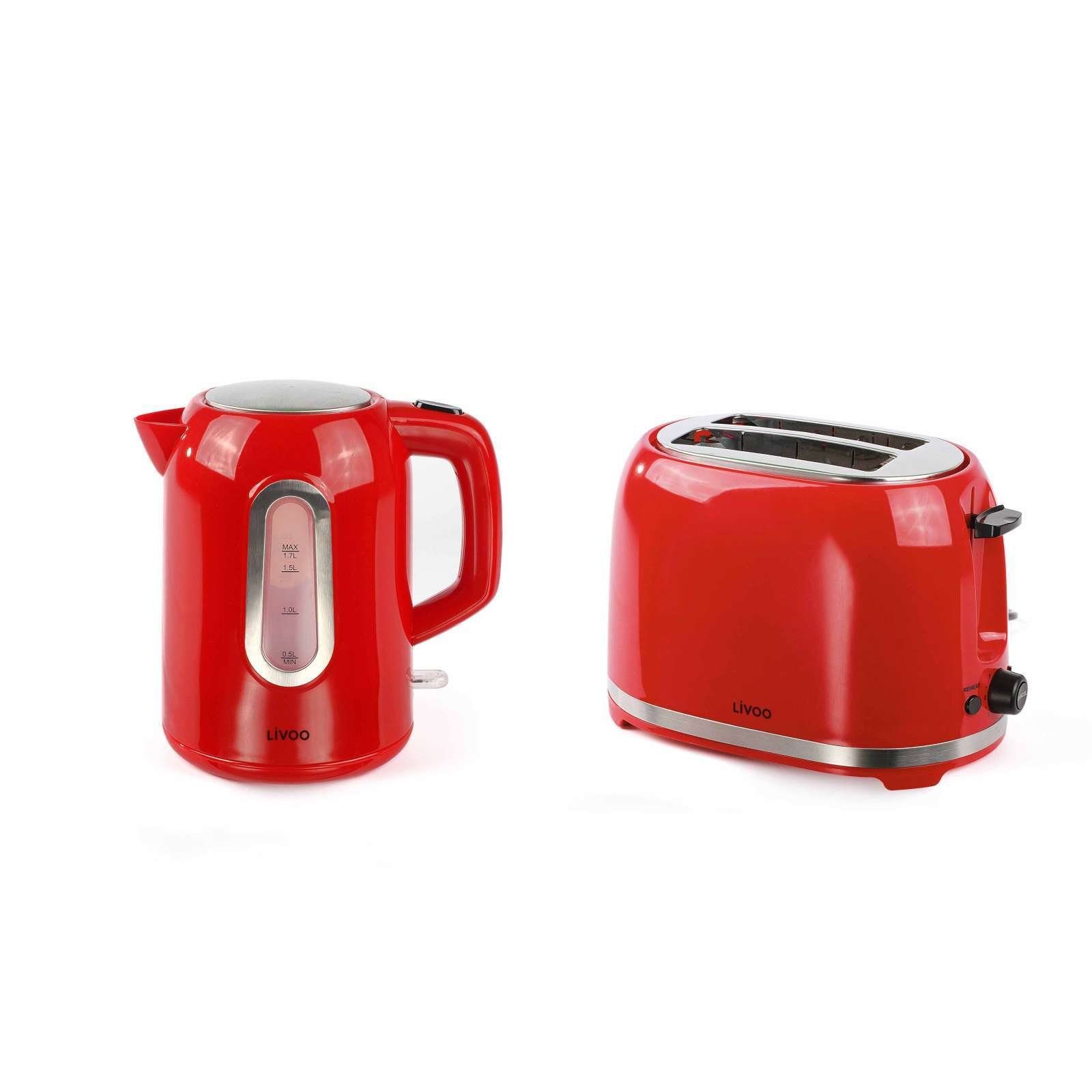 Set DOD160R LIVOO LIVOO Küchengeräte rot Toaster Toaster Wasserkocher Frühstückset