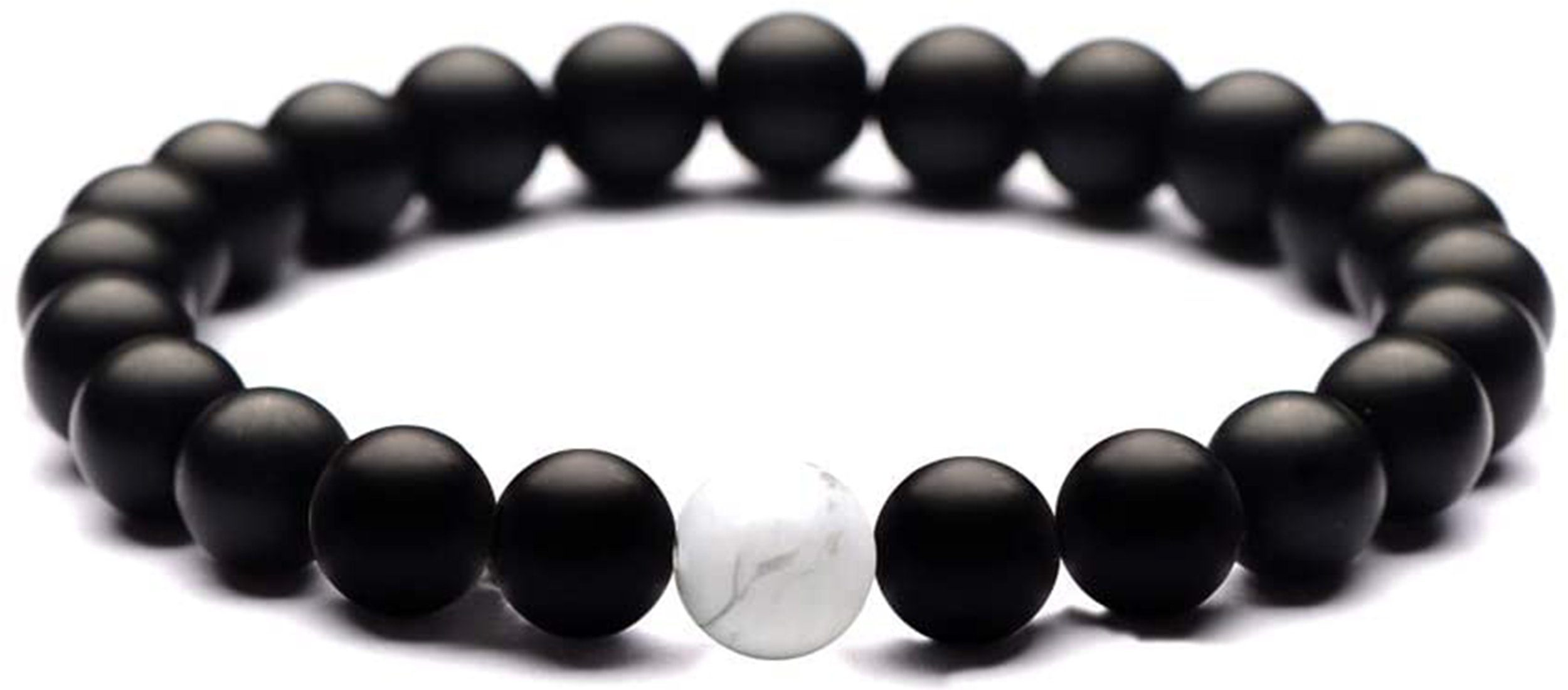 mit Bead-Armband-Set Armband, und Armband schwarz Perlen Haiaveng Matte 8mm Armbänder Paar weiß Partner
