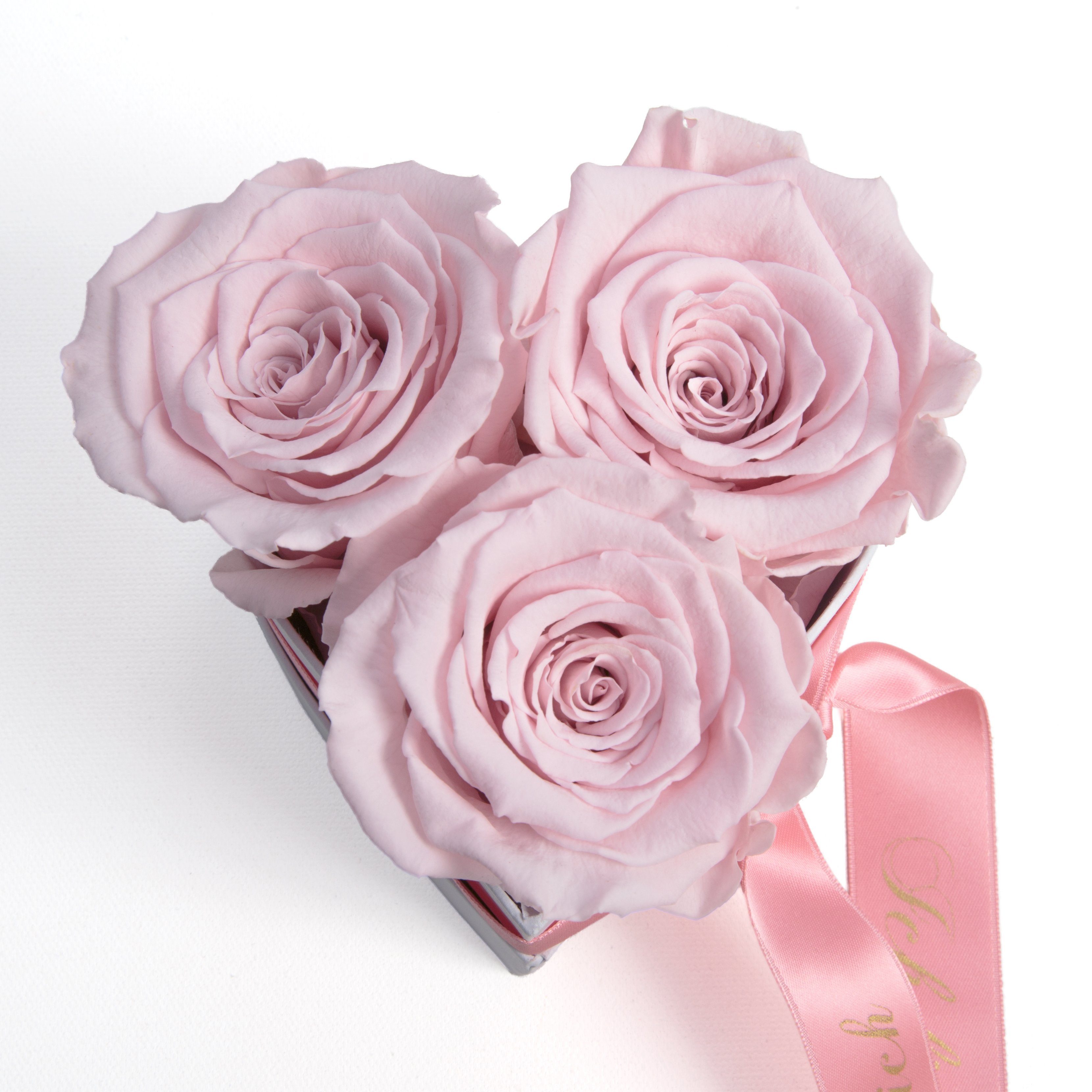 Kunstblume Rosenbox Herz 3 infinity Rosen günstig online kaufen