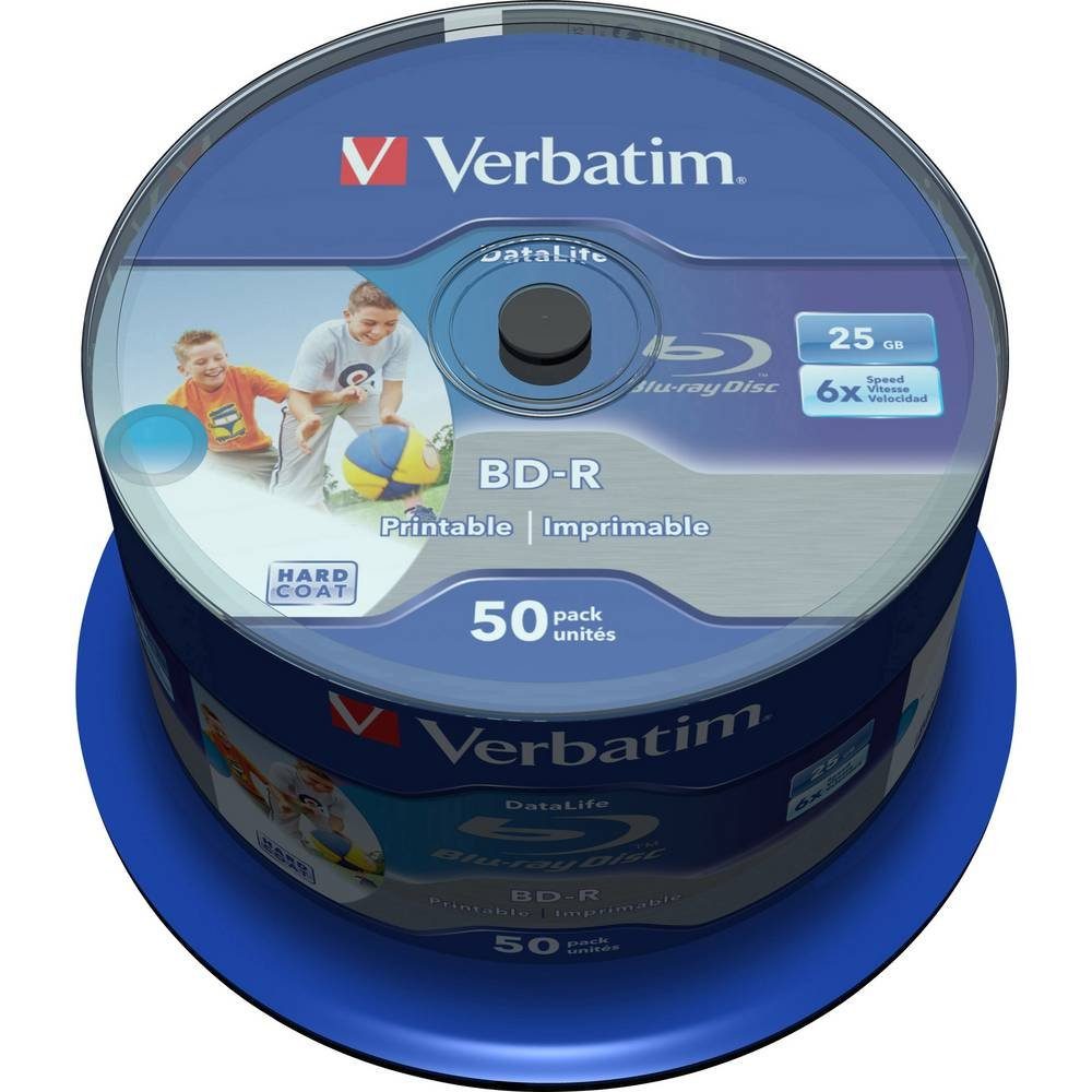 Verbatim Blu-ray-Rohling Blu-ray BD-R SL 25GB 6x 50er bedruckbar 43812, Bedruckbar