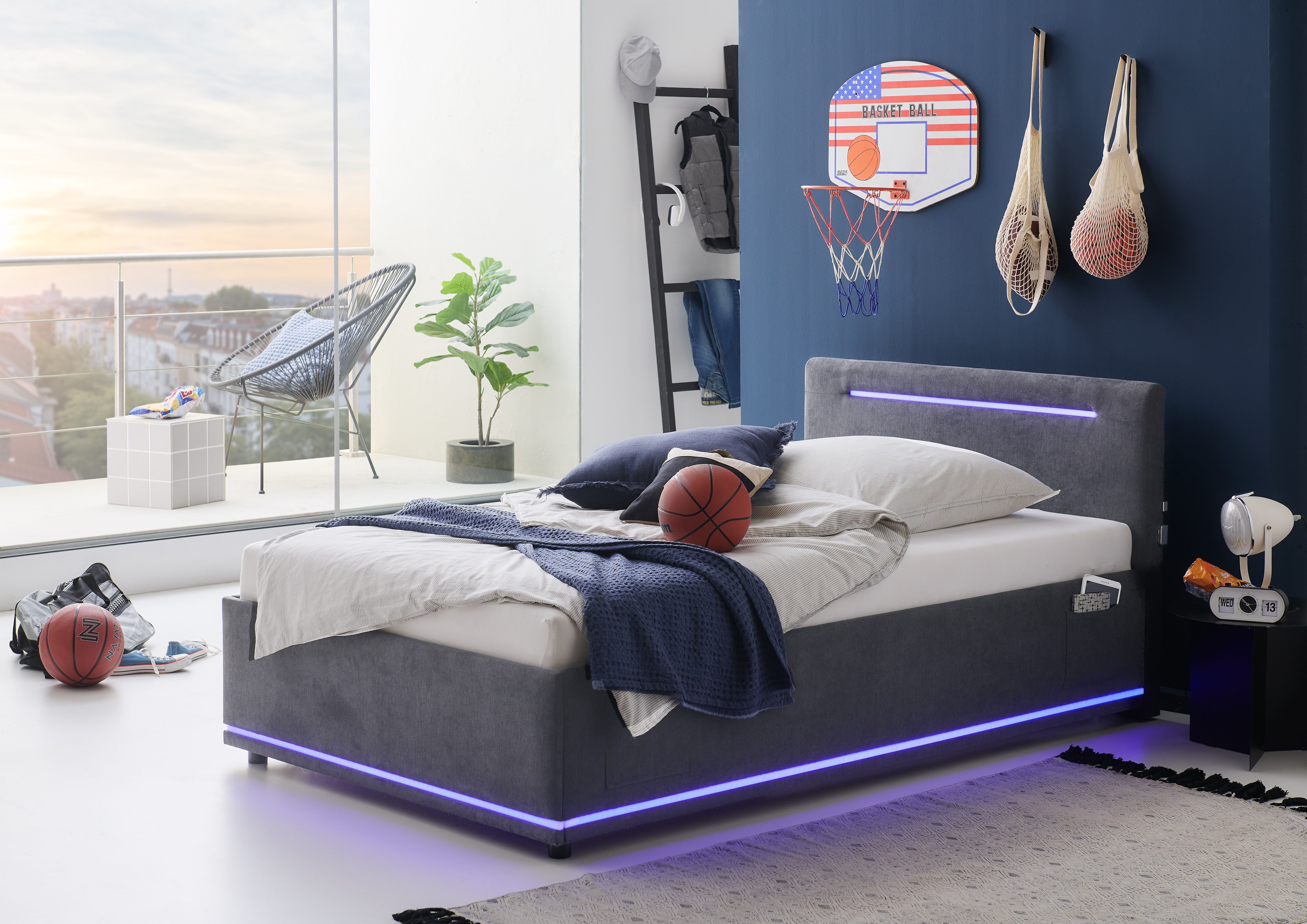 meise.möbel Polsterbett CIRCLE inkl. LED-Beleuchtung & USB-Anschluss, wahlweise mit Bettkasten, erhältlich in den Breiten 90cm, 120cm & 140cm – Bild 2 von 5