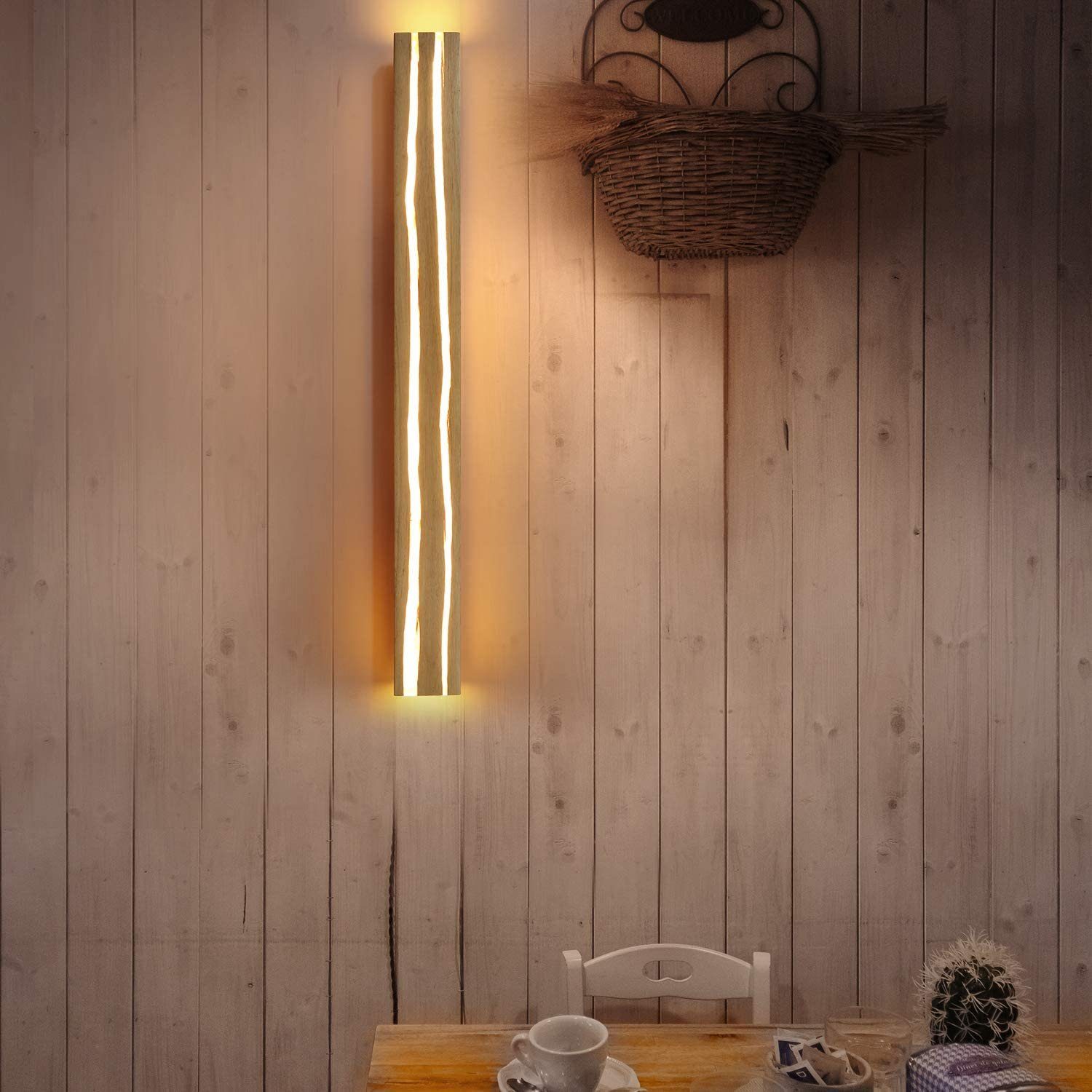 Nettlife Wandleuchte Innen Holz 50/100CM Holzmaserung günstig online kaufen