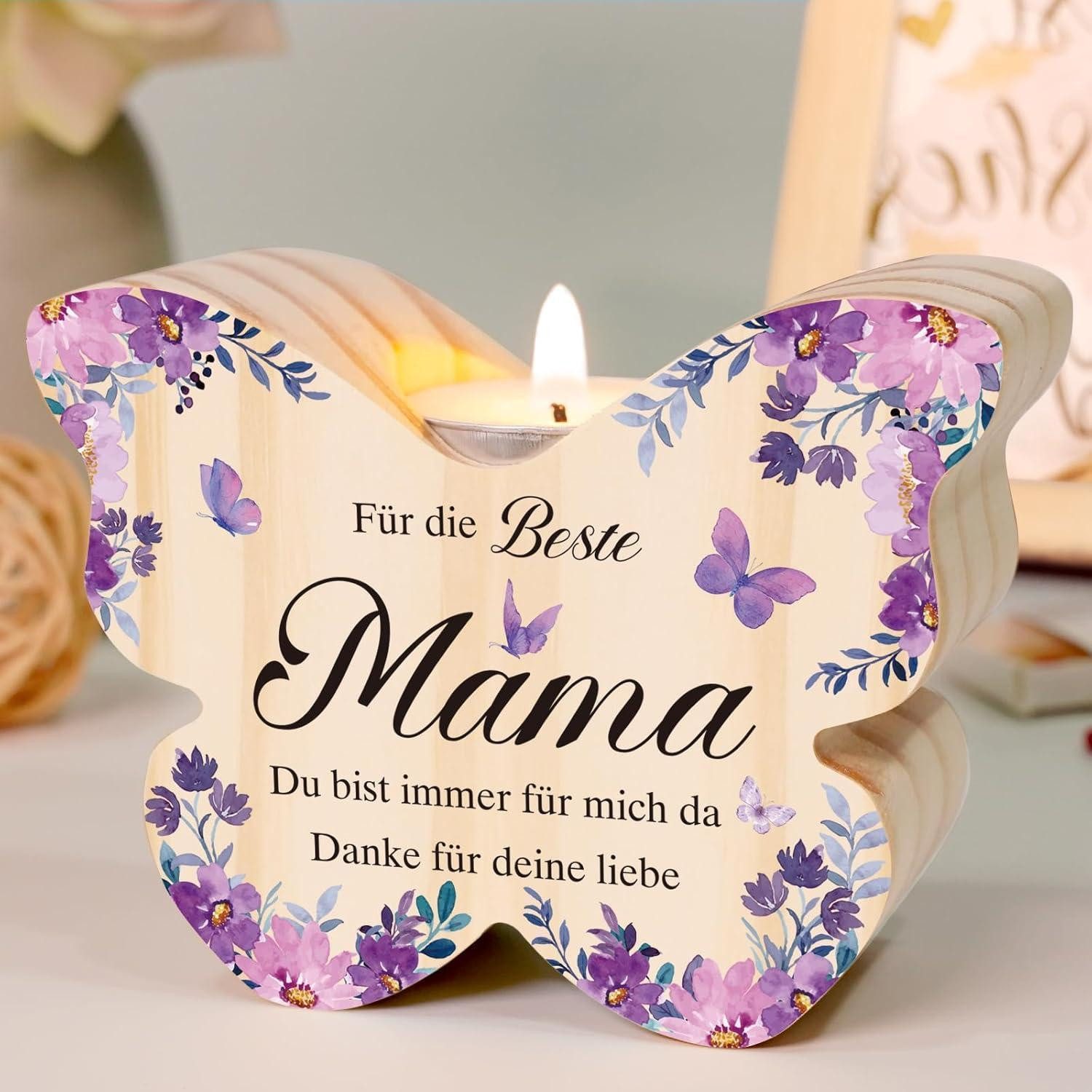 LuxusKollektion Kerzenständer Kerzenständer Mama Geburtstagsgeschenk Holz Schmetterlings Form