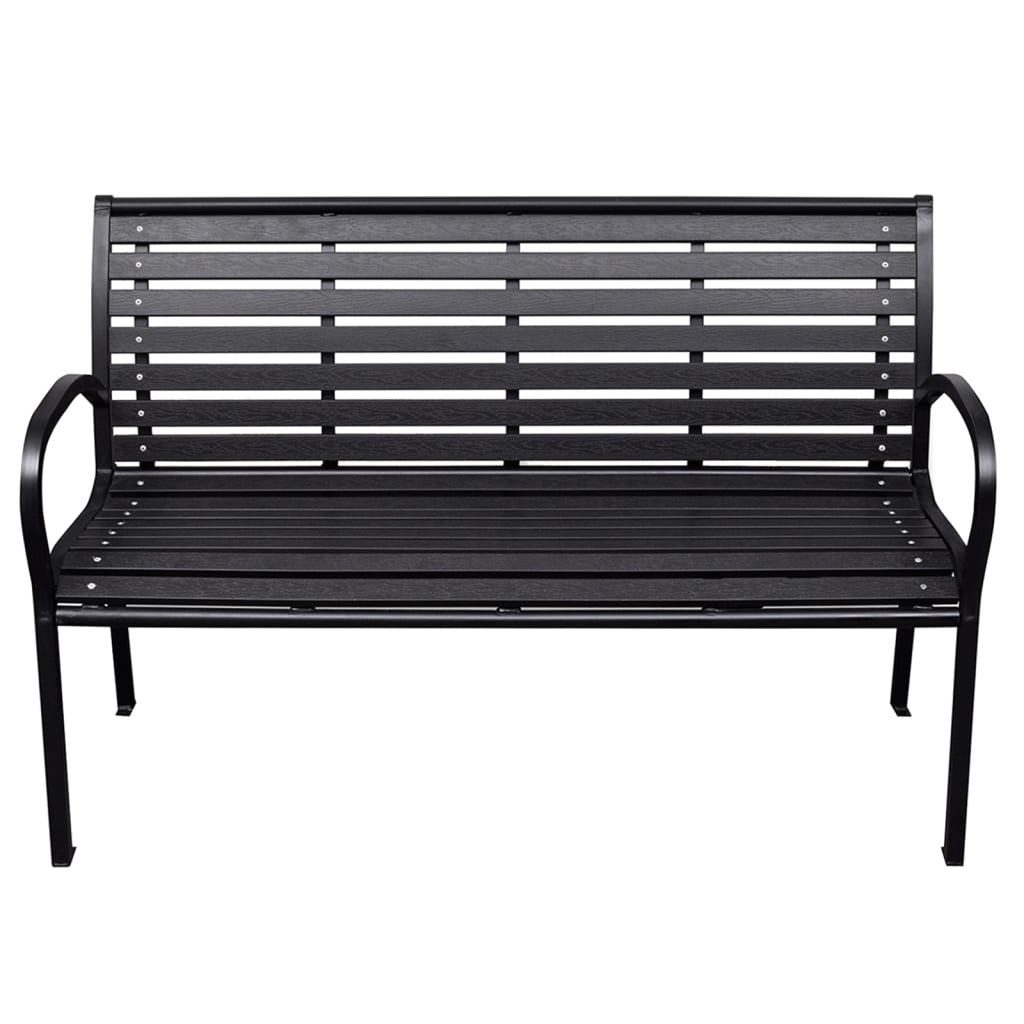furnicato Gartenbank WPC mit Stahlfüßen 116x59x81 cm Schwarz, Widerstandsfähige Sitzbank mit hoher Belastbarkeit bis zu 110 kg
