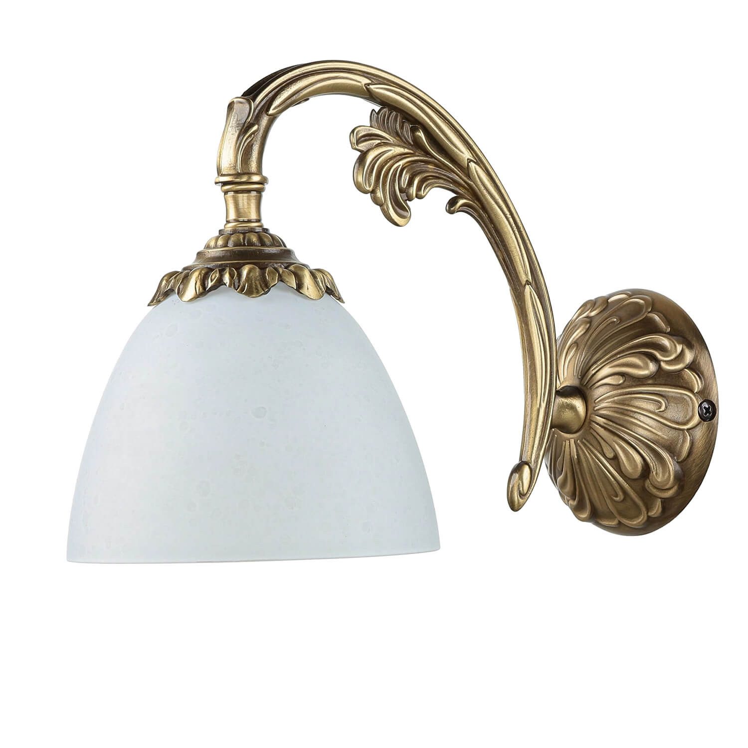 Licht-Erlebnisse Wandleuchte BEATRICE, ohne Leuchtmittel, Wandlampe Wohnzimmer massives Messing Glas E14 Jugendstil Premium