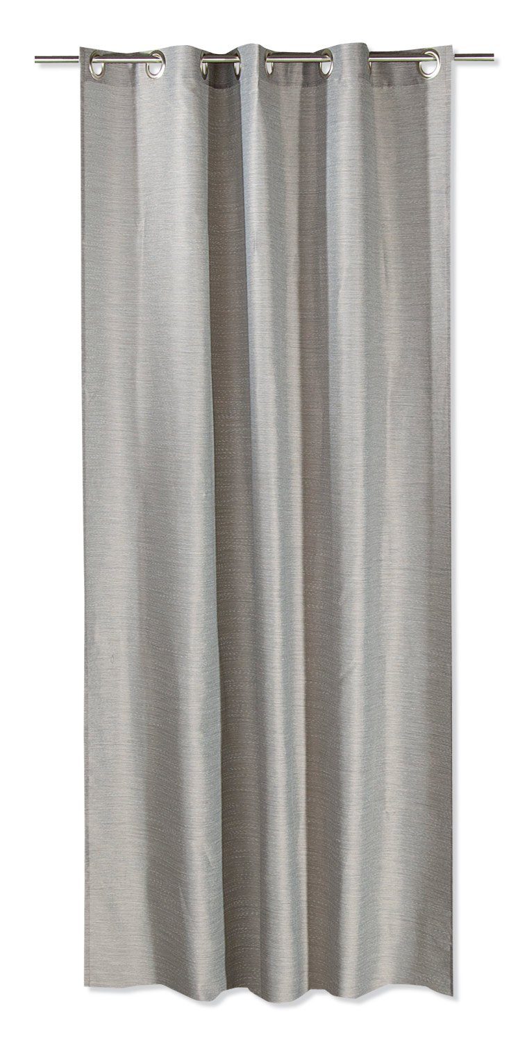 Vorhang 135 Metall cm, Polyester, Schlammfarben, aus KIRA, halbtransparent, x 245 Ösen, Einfarbig, Ösen