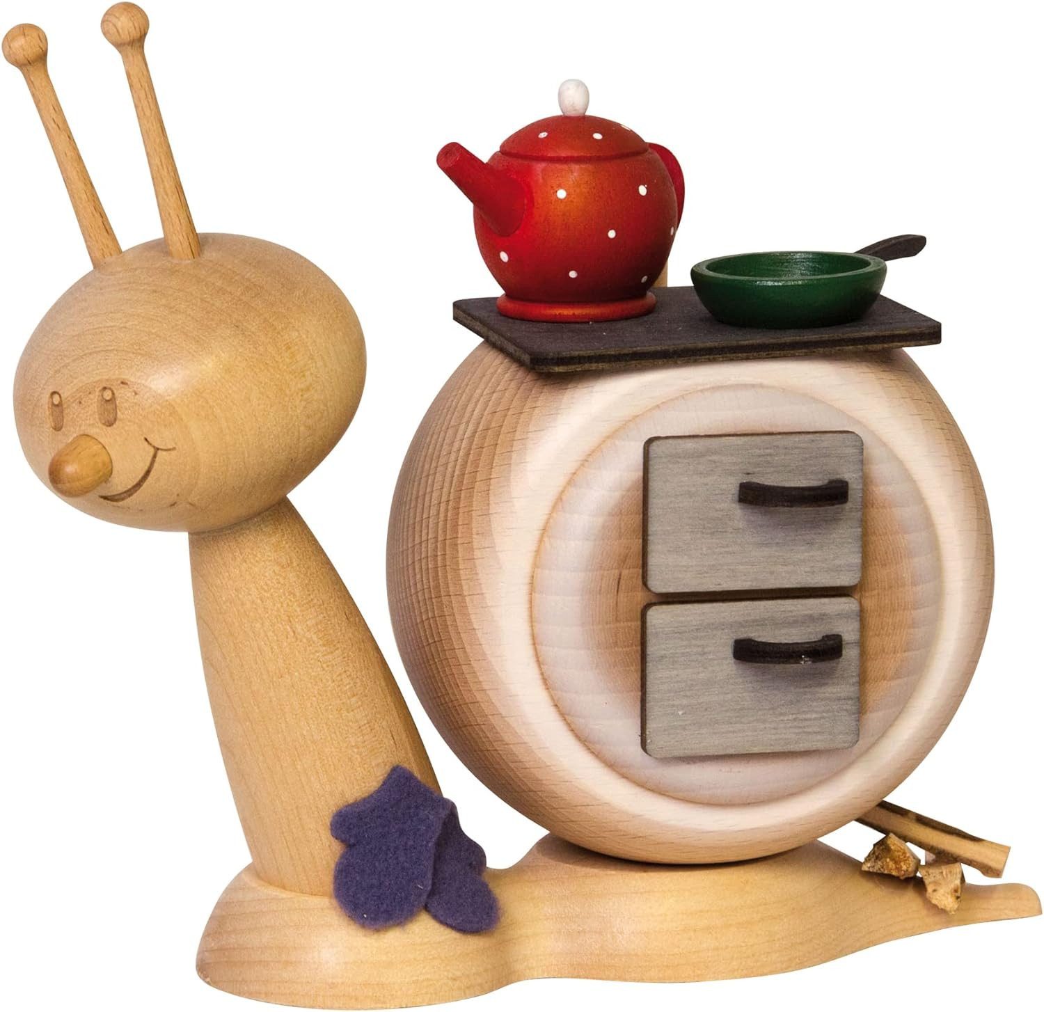 Kuhnert Räucherhaus Kuhnert Rauchschnecke Sunny, Ofenschnecke, 37121, Made in Germany, Erzgebirgische Holzkunst