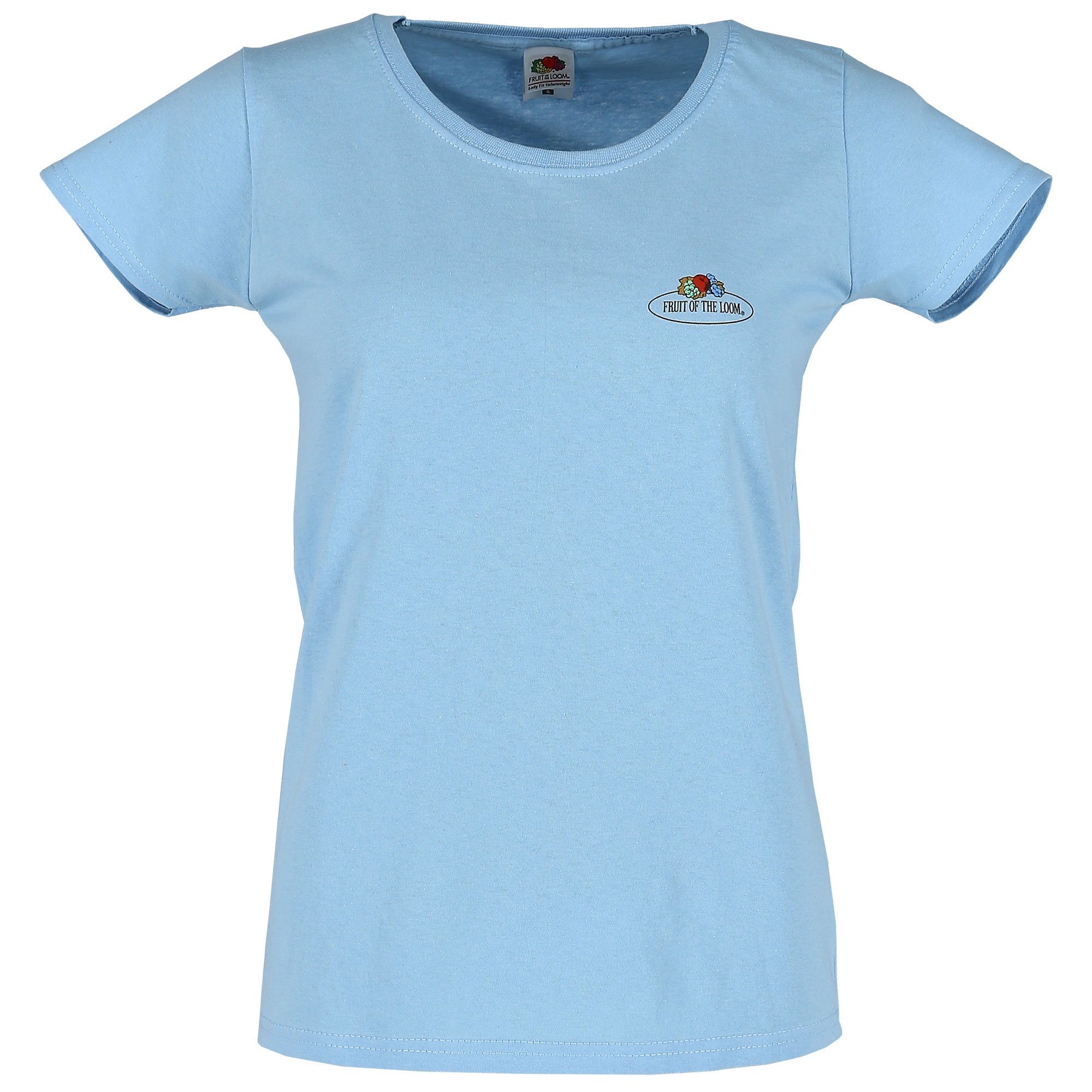 Fruit pastellblau the mit Loom Vintage-Logo Damen T-Shirt Rundhalsshirt of