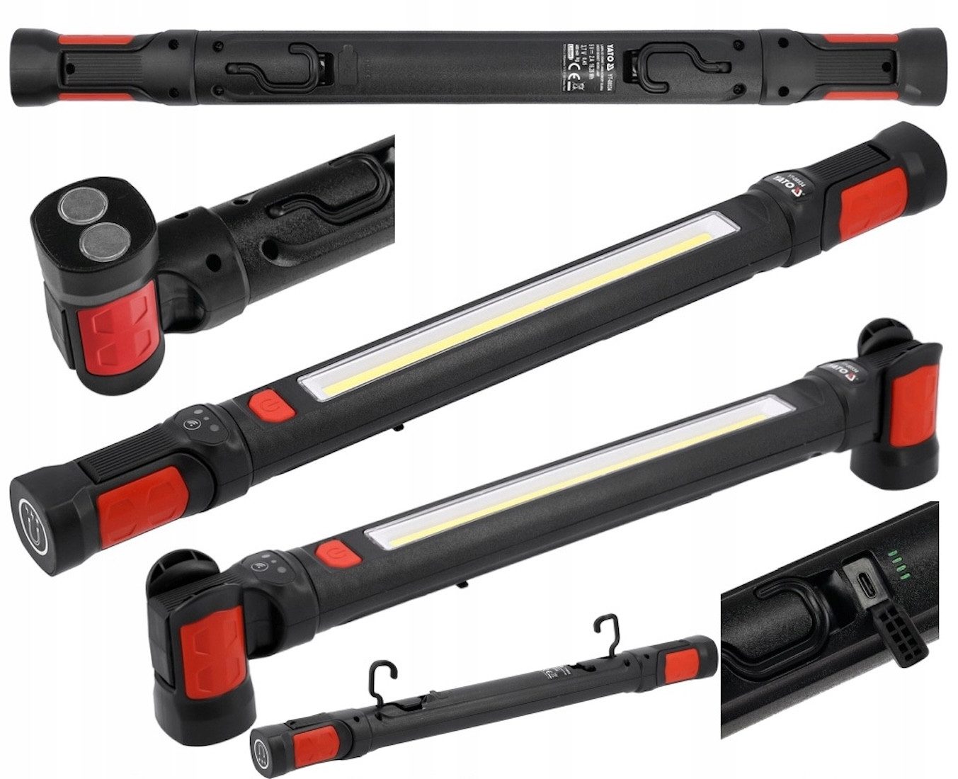 Yato LED Arbeitsleuchte Akku Arbeitsleuchte, Motorraumleuchte 10W, 1000lm 3,4V / USB, COB LED, neutralweiß